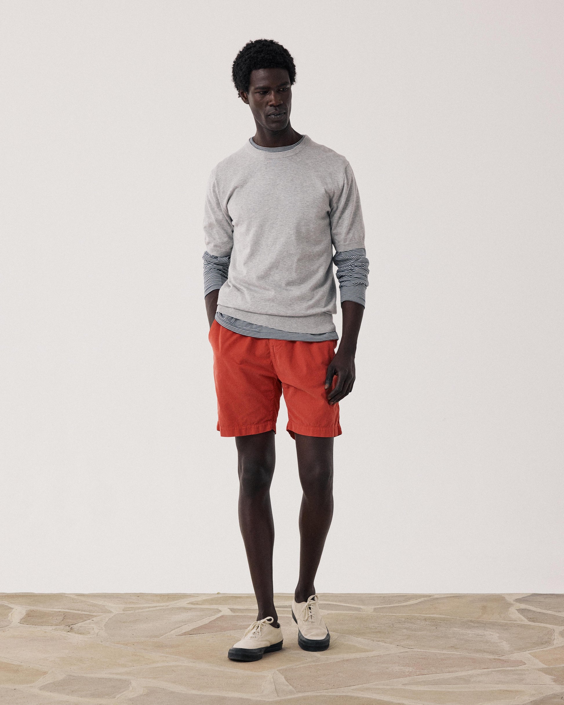 Pull Homme en Supima & Cachemire Gris BFQ5314-05