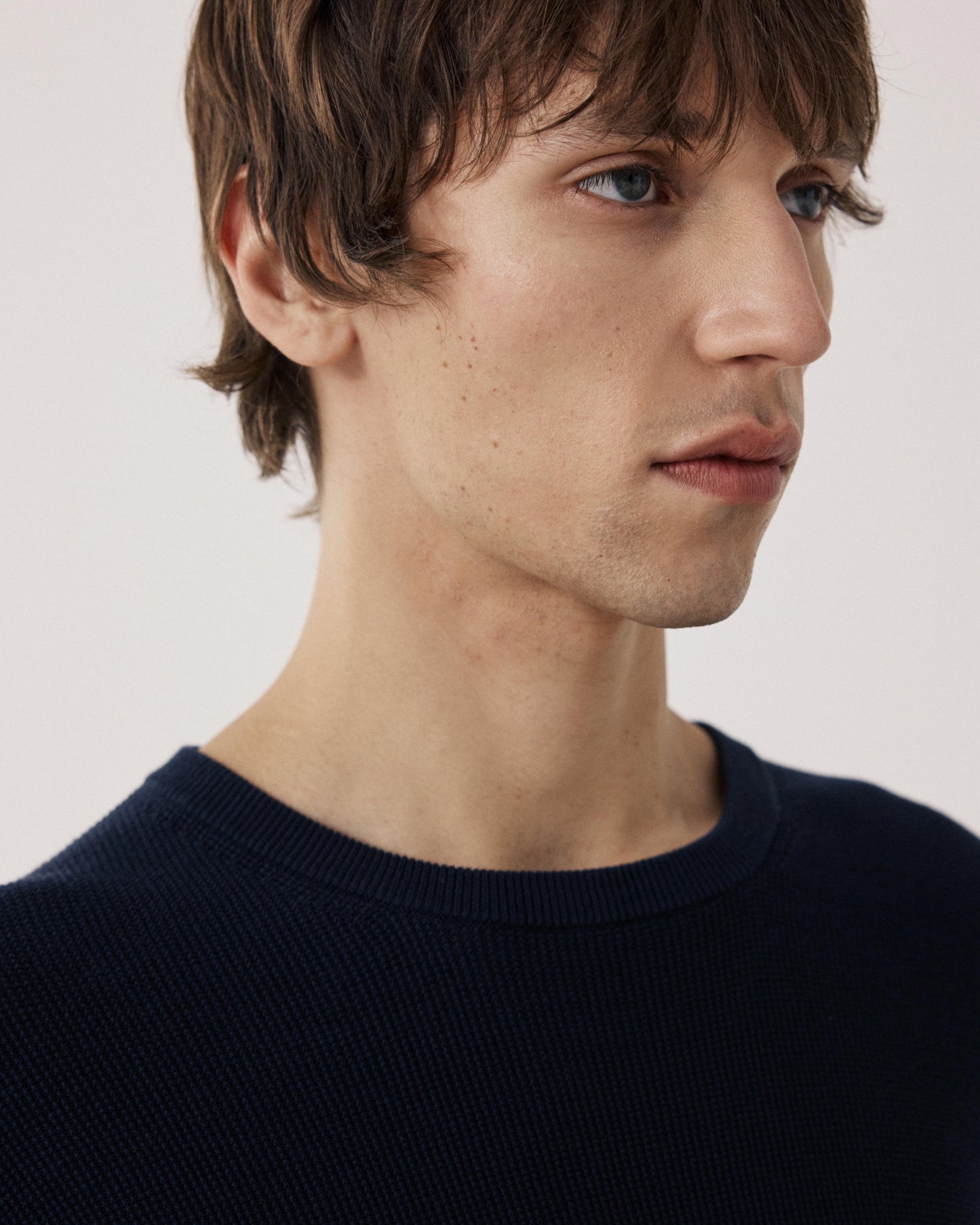 Pull Homme en Coton Piqué Bleu Nuit BFQ9315-02