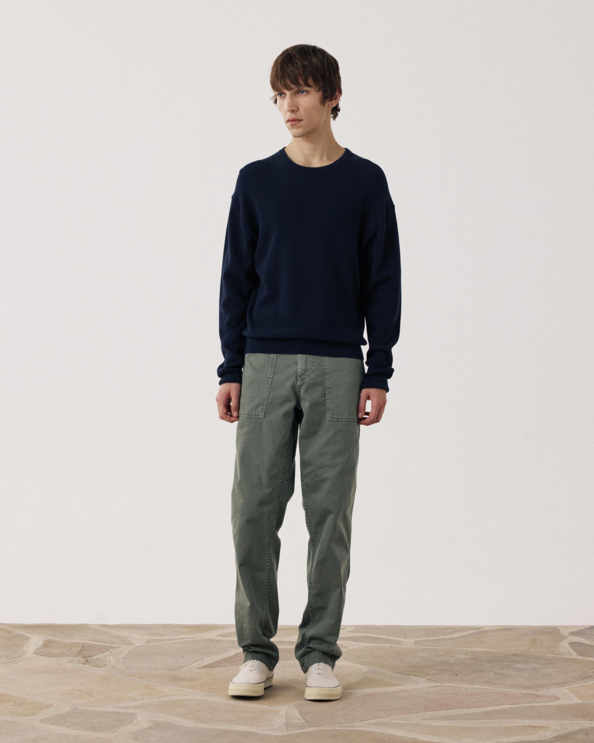 Pull Homme en Coton Piqué Bleu Nuit BFQ9315-02