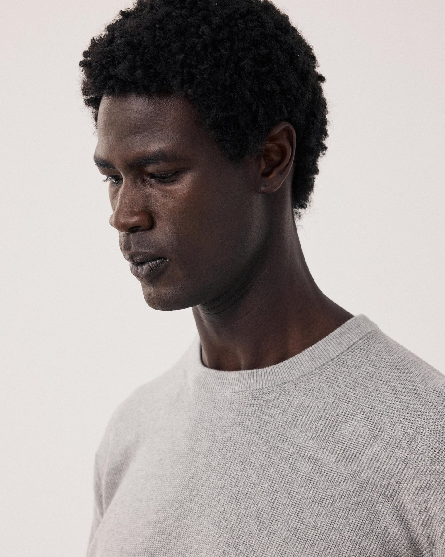 Pull Homme en Coton Piqué Gris Chiné BFQ9315-04