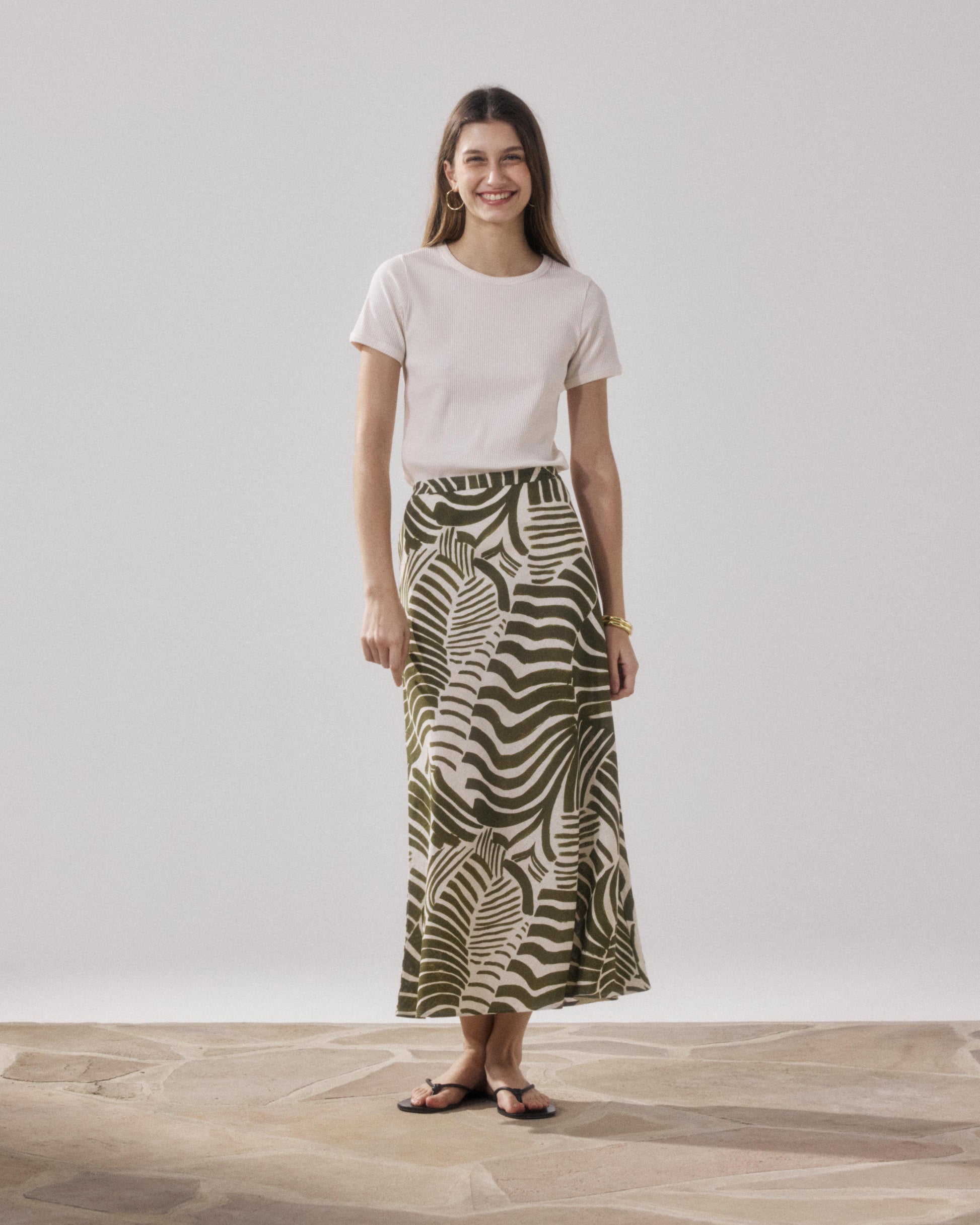 T-Shirt Femme en Coton Côtelé Ecru Tesoel