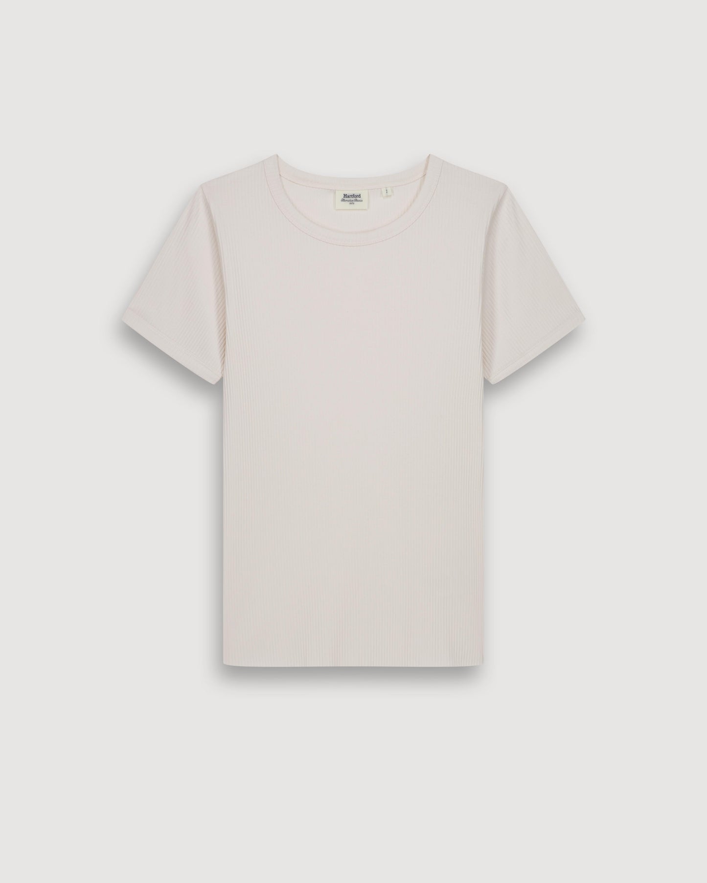 T-Shirt Femme en Coton Côtelé Ecru Tesoel