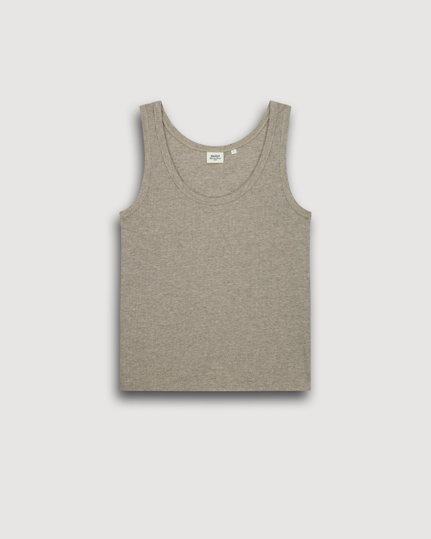 Women's Beige Ribbed Lurex & Viscose T-Shirt by Teloa