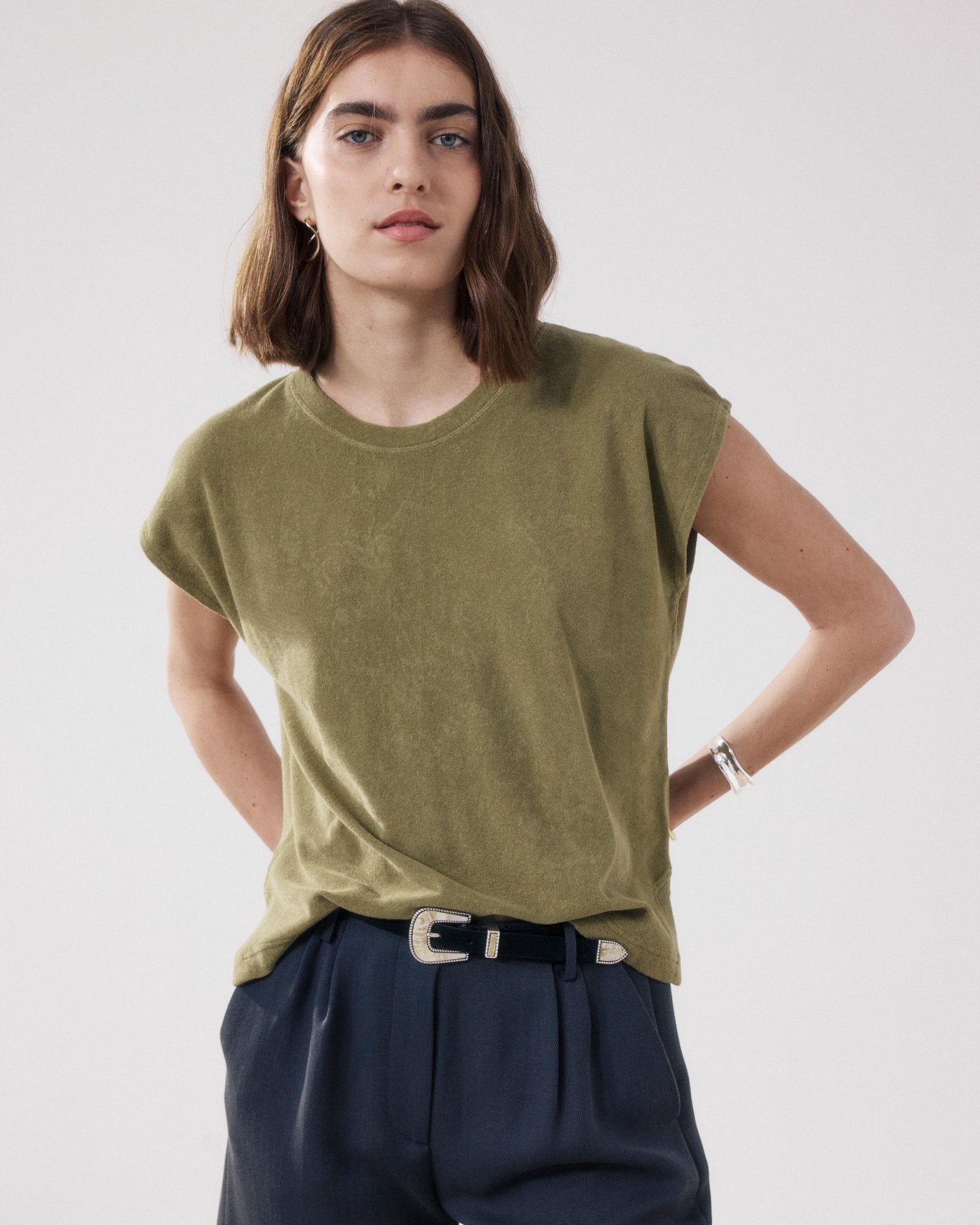 T-Shirt Femme en Eponge Vert Tebrody