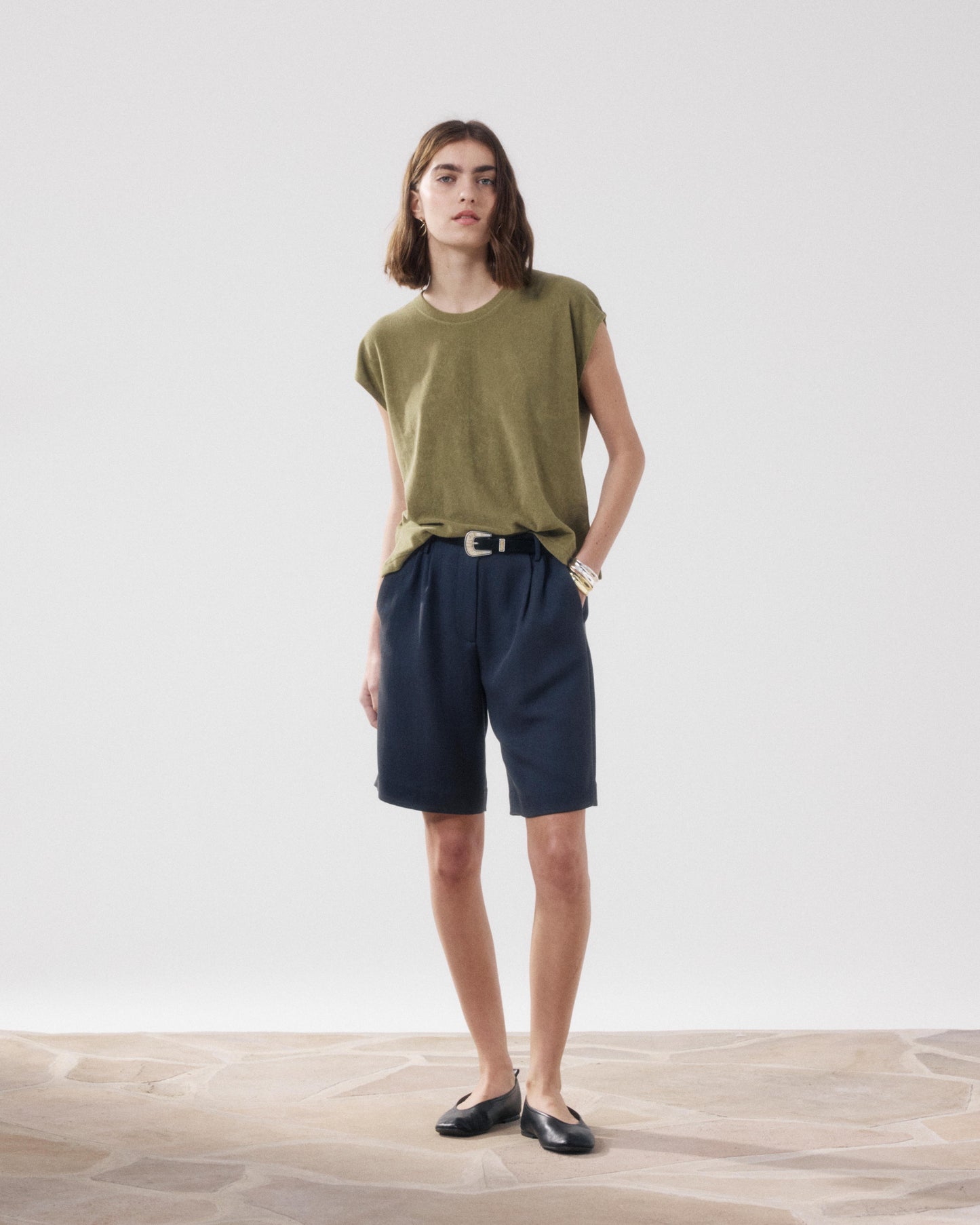 T-Shirt Femme en Eponge Vert Tebrody