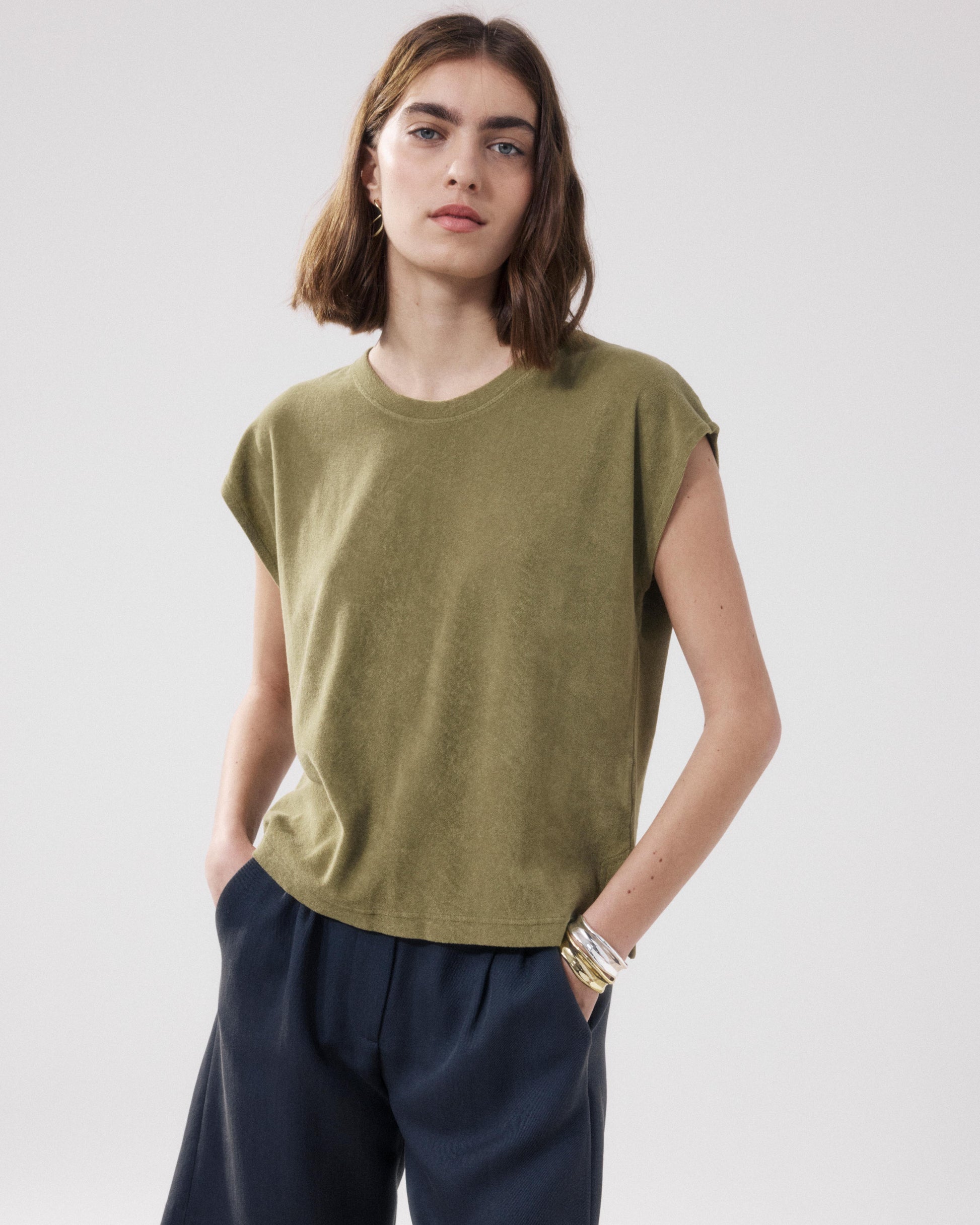 T-Shirt Femme en Eponge Vert Tebrody