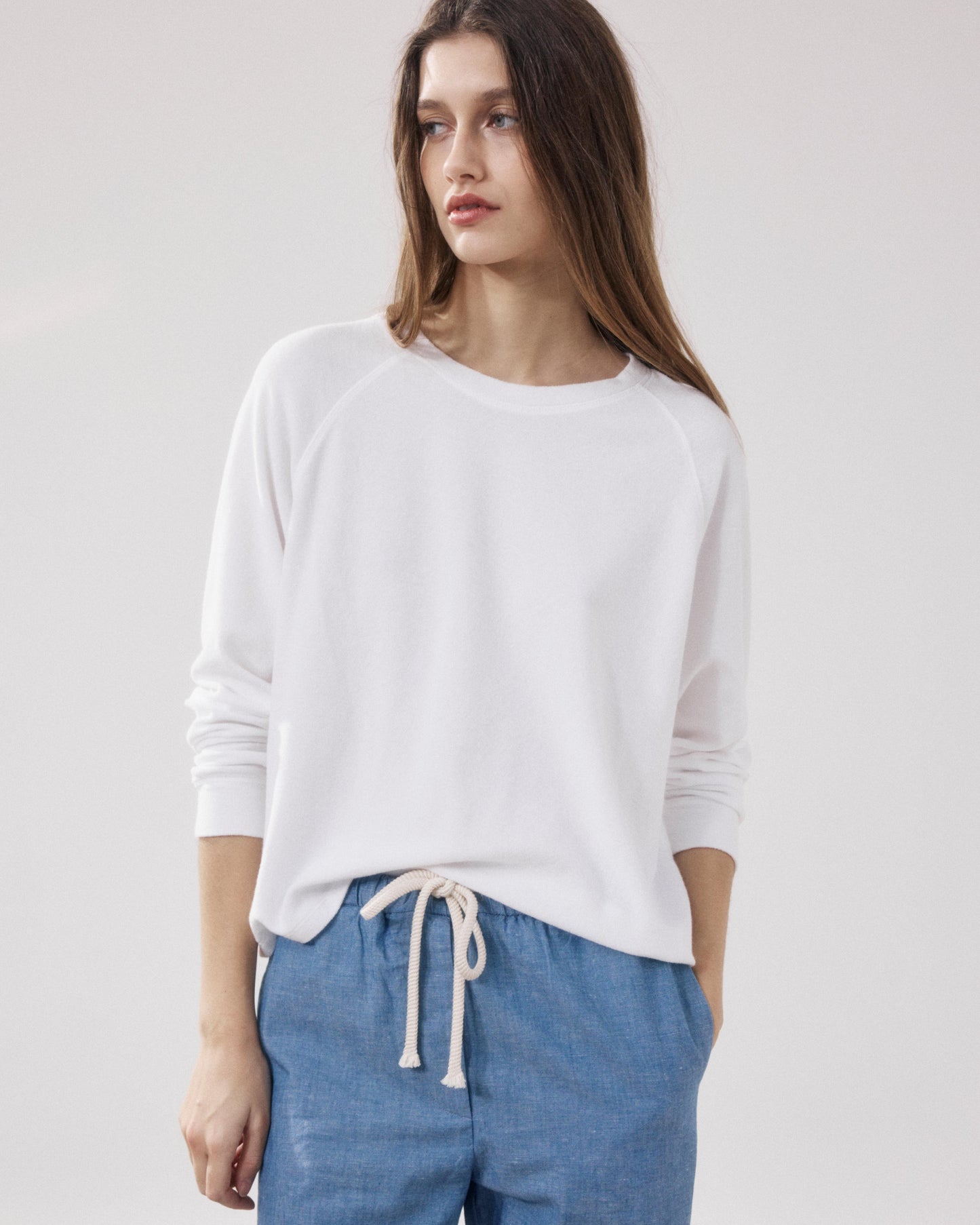 Sweatshirt Femme en Eponge Blanc Tahiry
