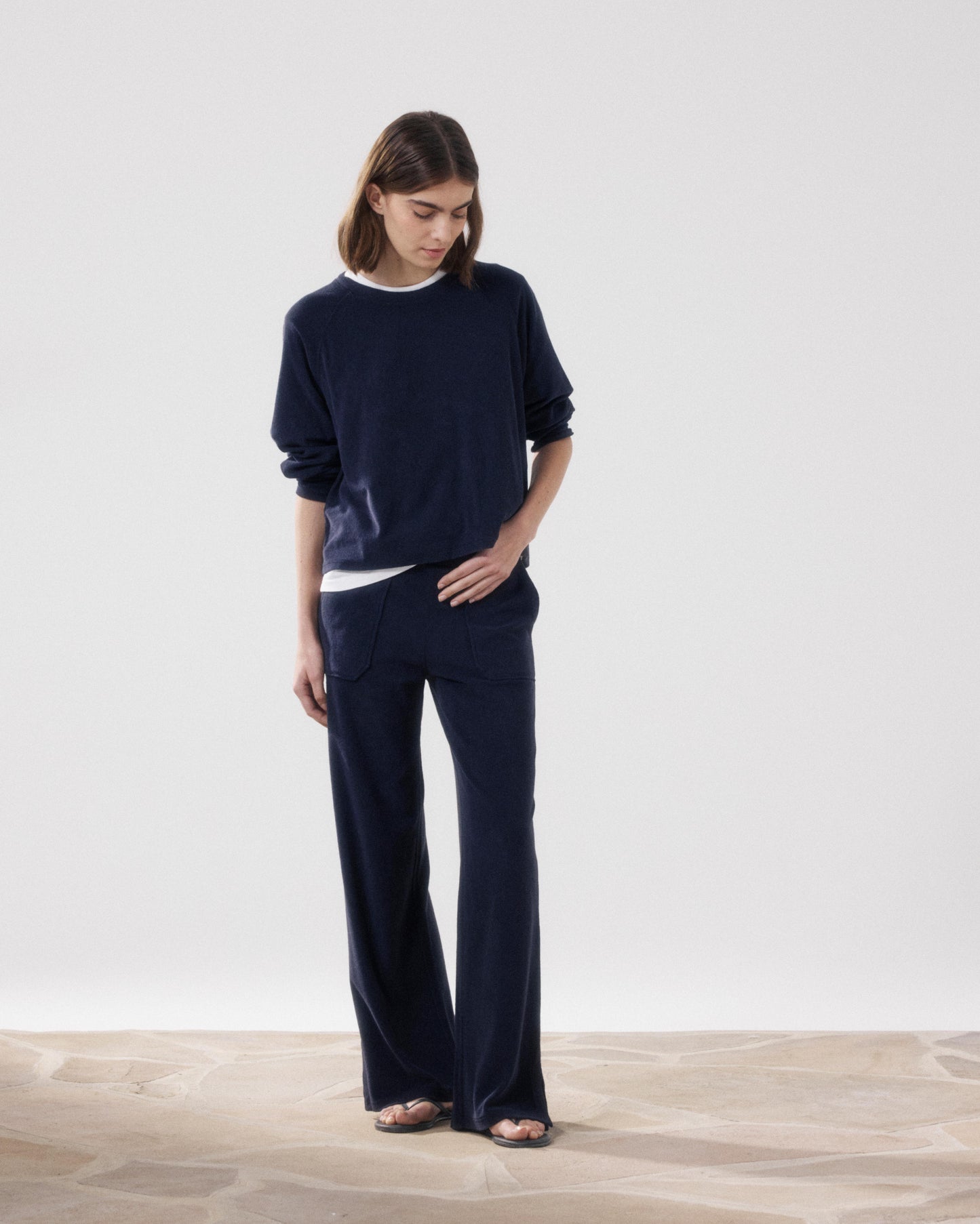 Sweatshirt Femme en Eponge Bleu Nuit Tahiry