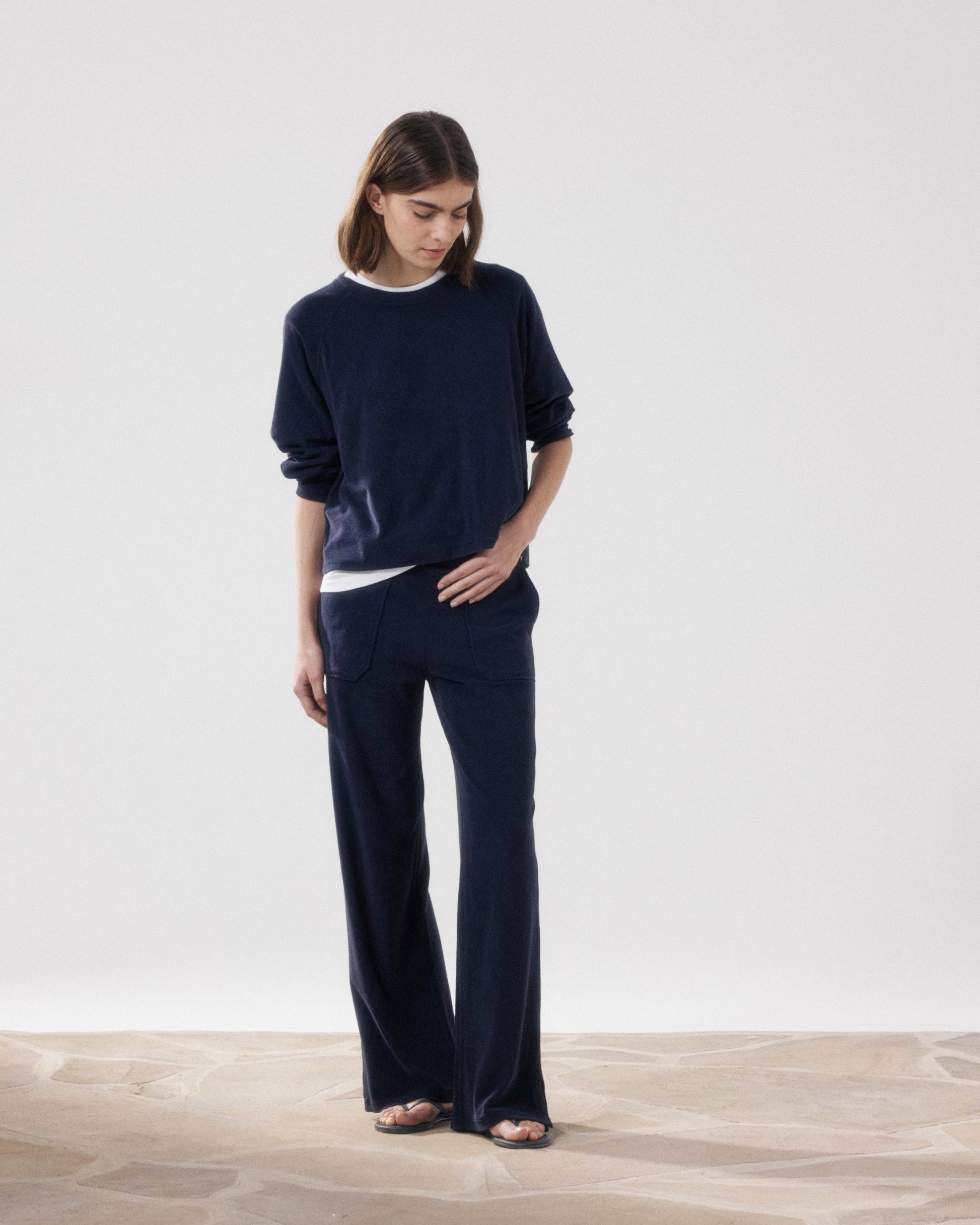 Sweatshirt Femme en Eponge Bleu Nuit Tahiry