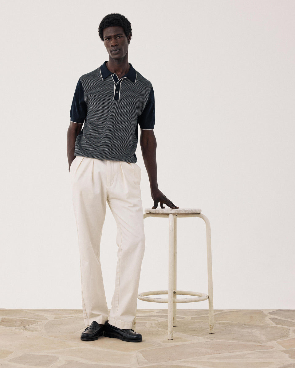 Polo Homme en maille Jacquard Bleu Nuit - Image alternative