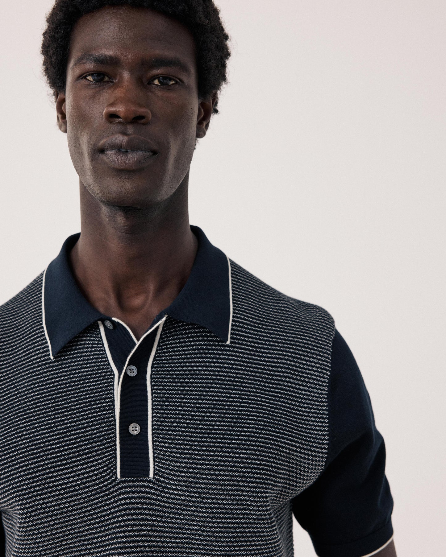 Polo Homme en maille Jacquard Bleu Nuit BFR3317-03