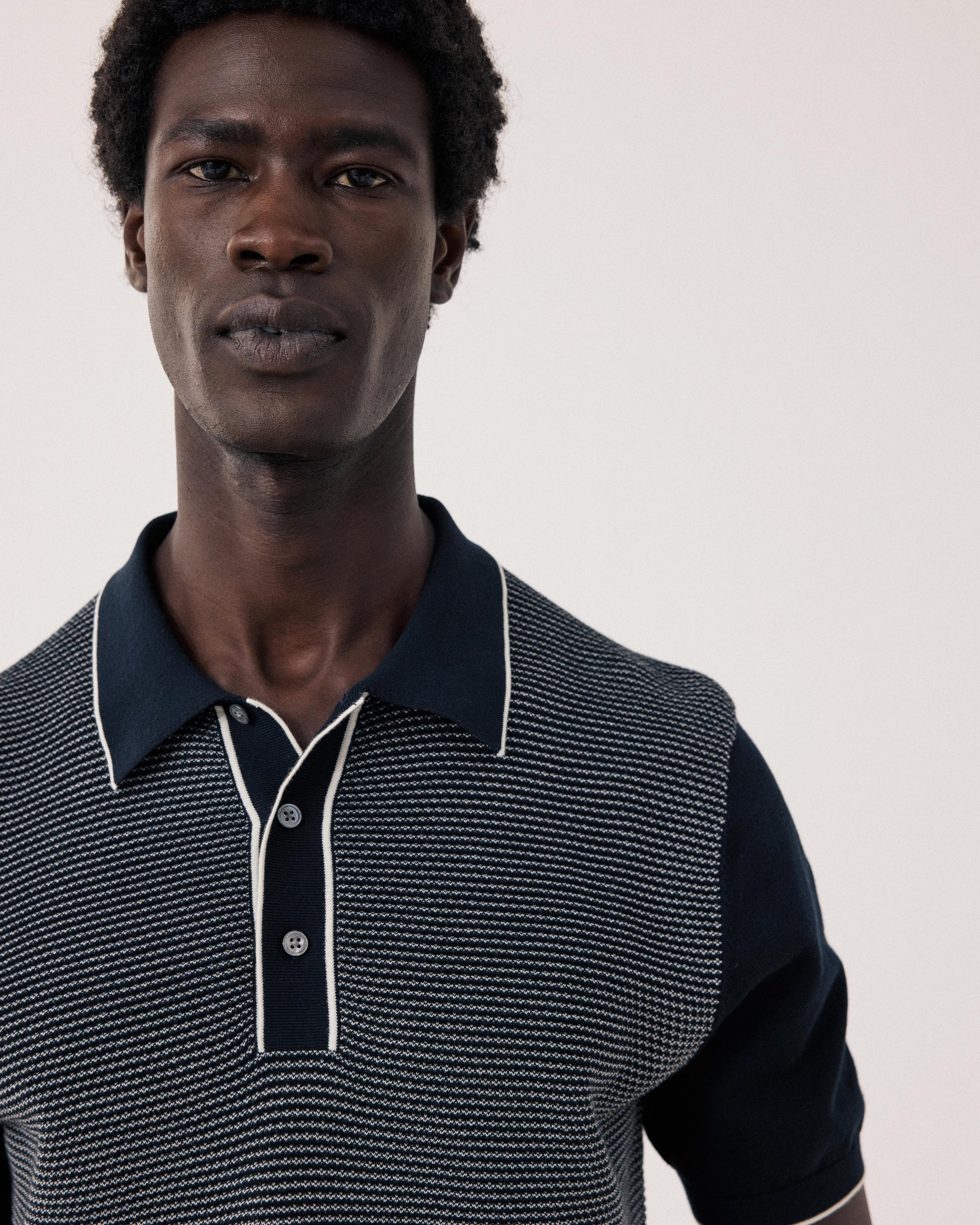 Polo Homme en maille Jacquard Bleu Nuit BFR3317-03
