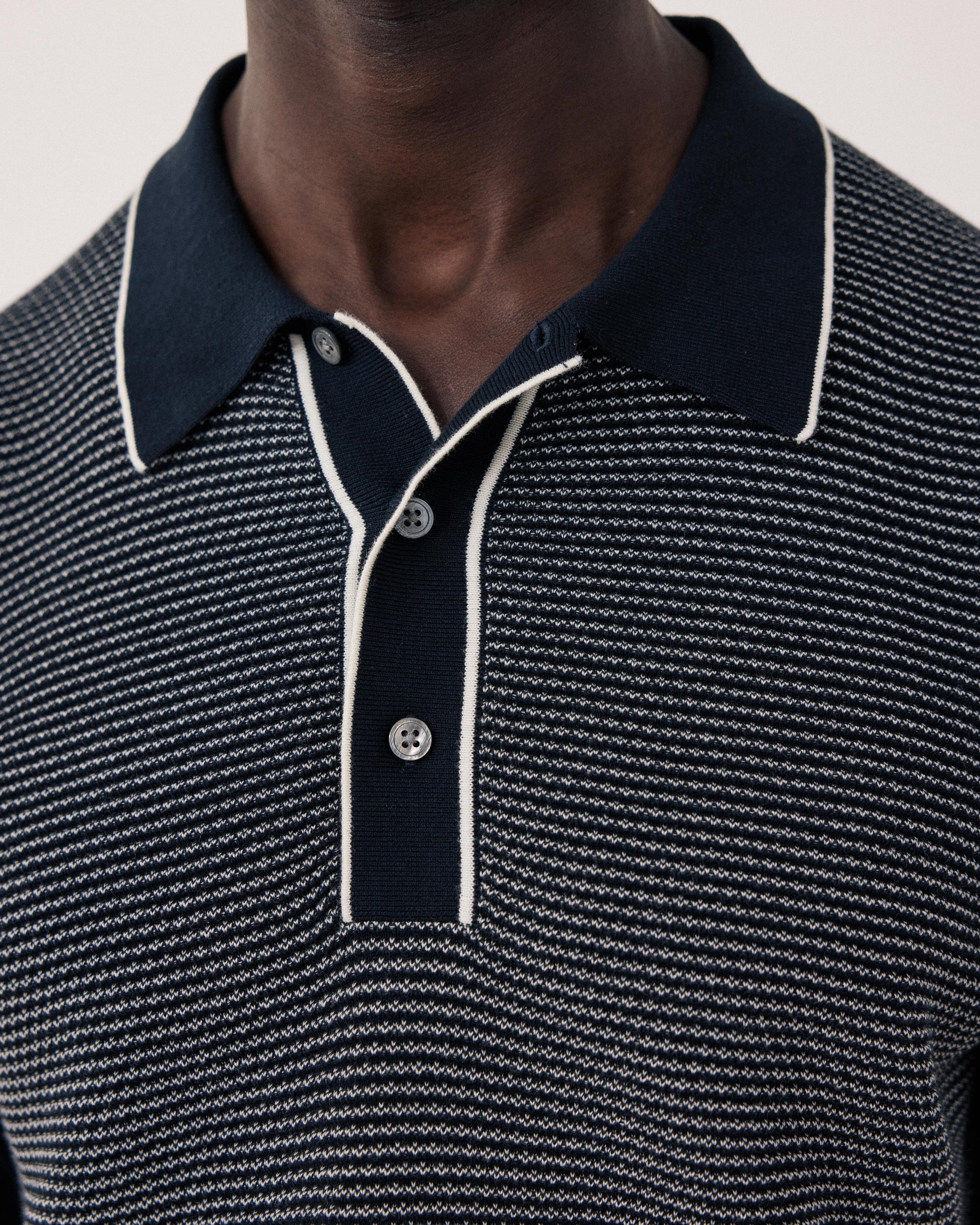 Polo Homme en maille Jacquard Bleu Nuit BFR3317-03