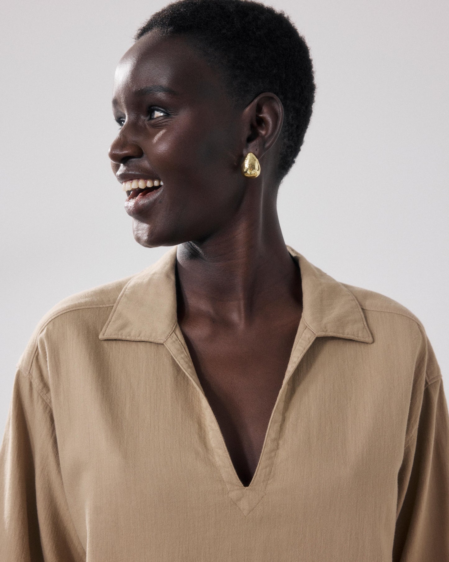 Robe Femme en Twill De Coton Beige Ralli