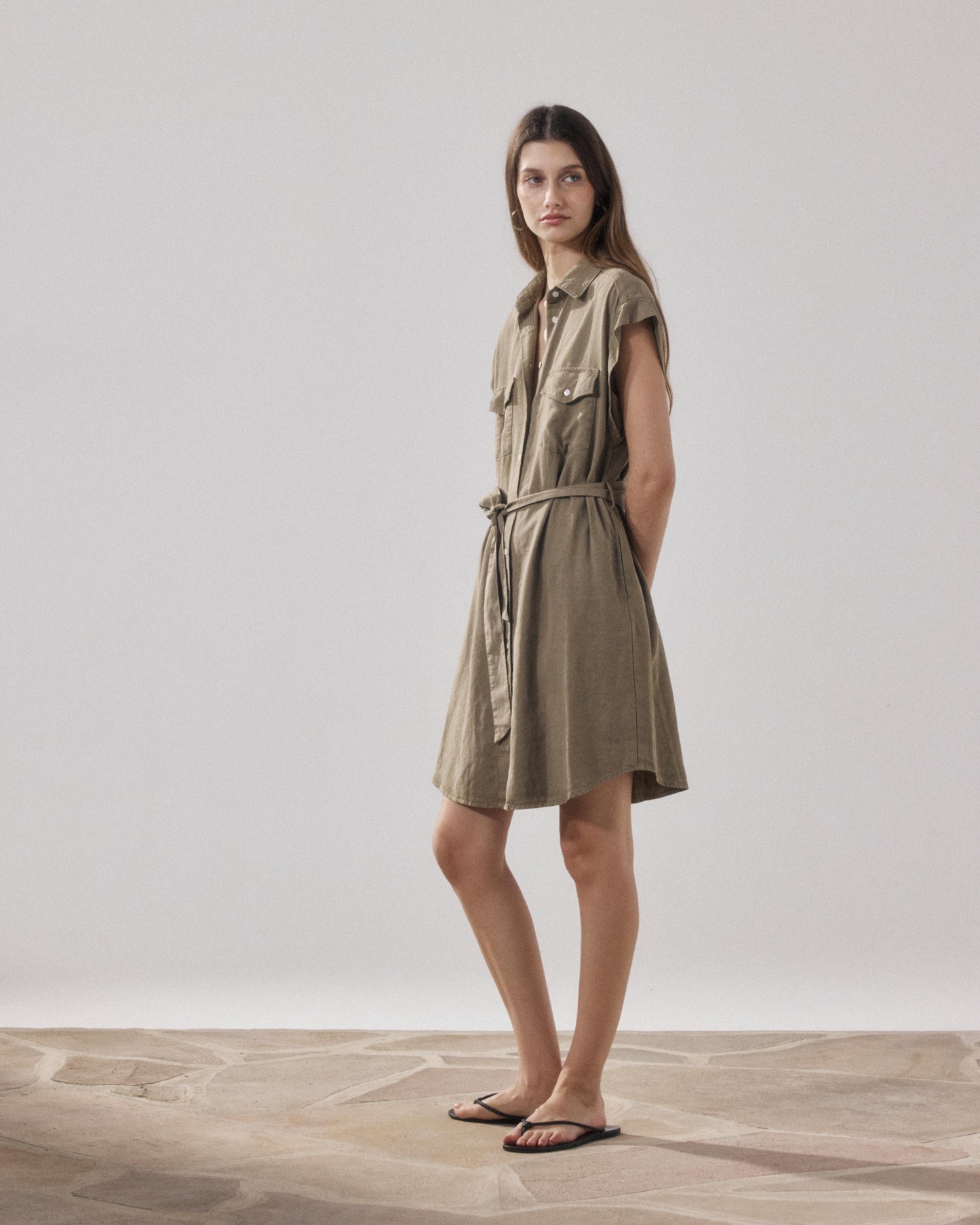 Robe Femme en Lyocell & Coton Khaki Robina