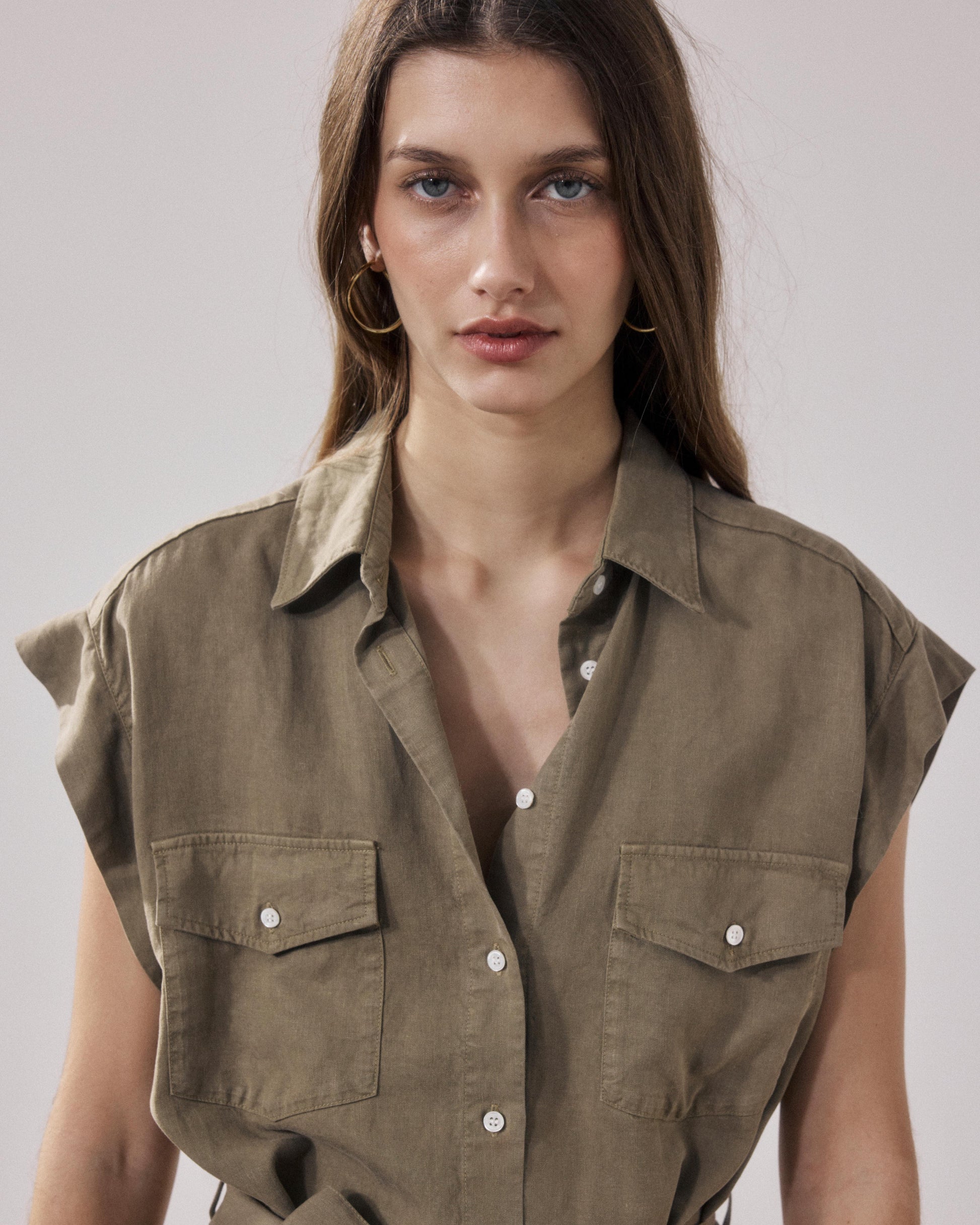 Robe Femme en Lyocell & Coton Khaki Robina