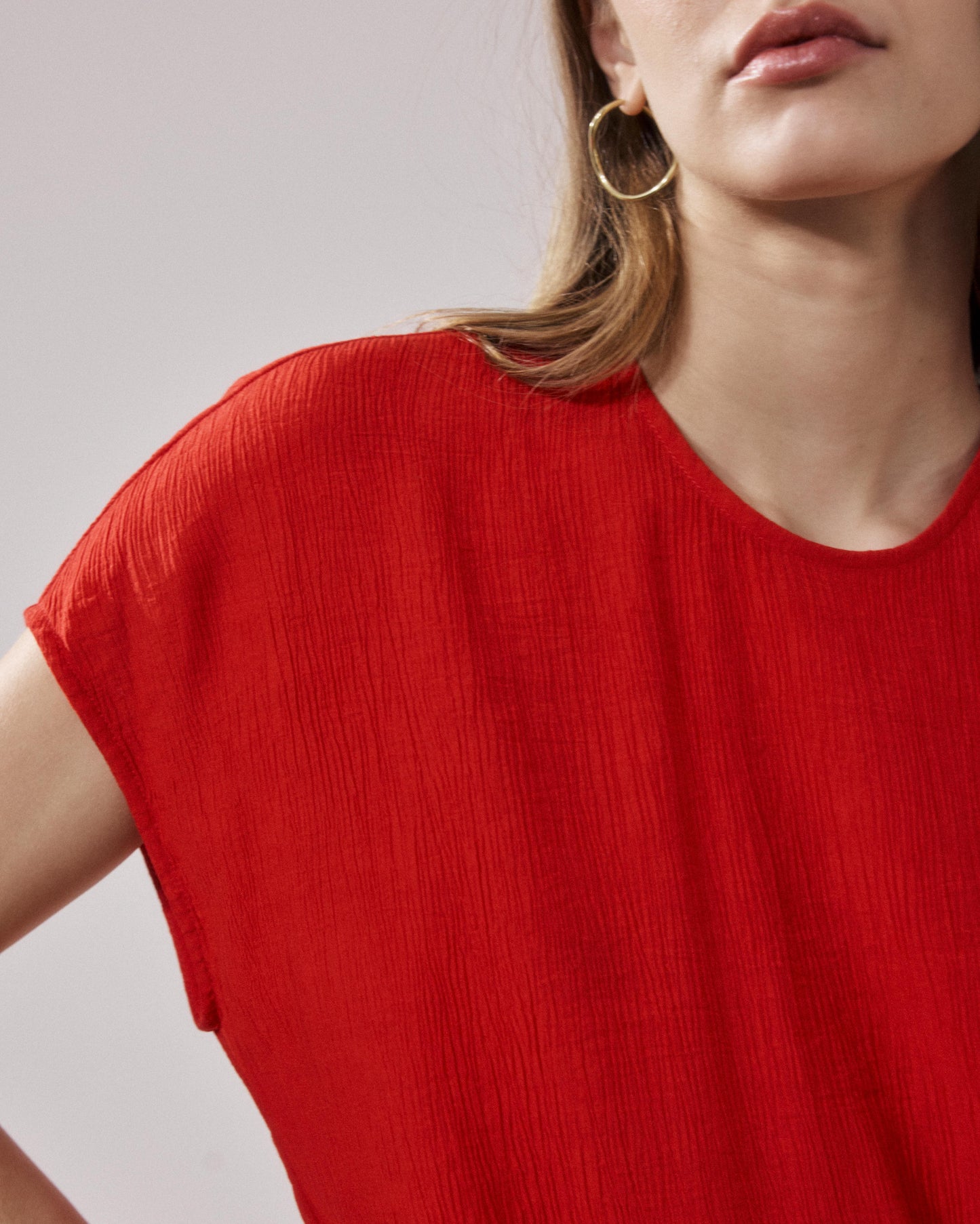 Robe Femme en Coton Rouge Ronda
