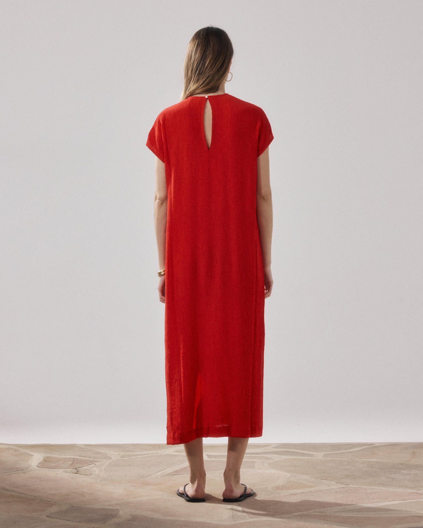 Robe Femme en Coton Rouge Ronda