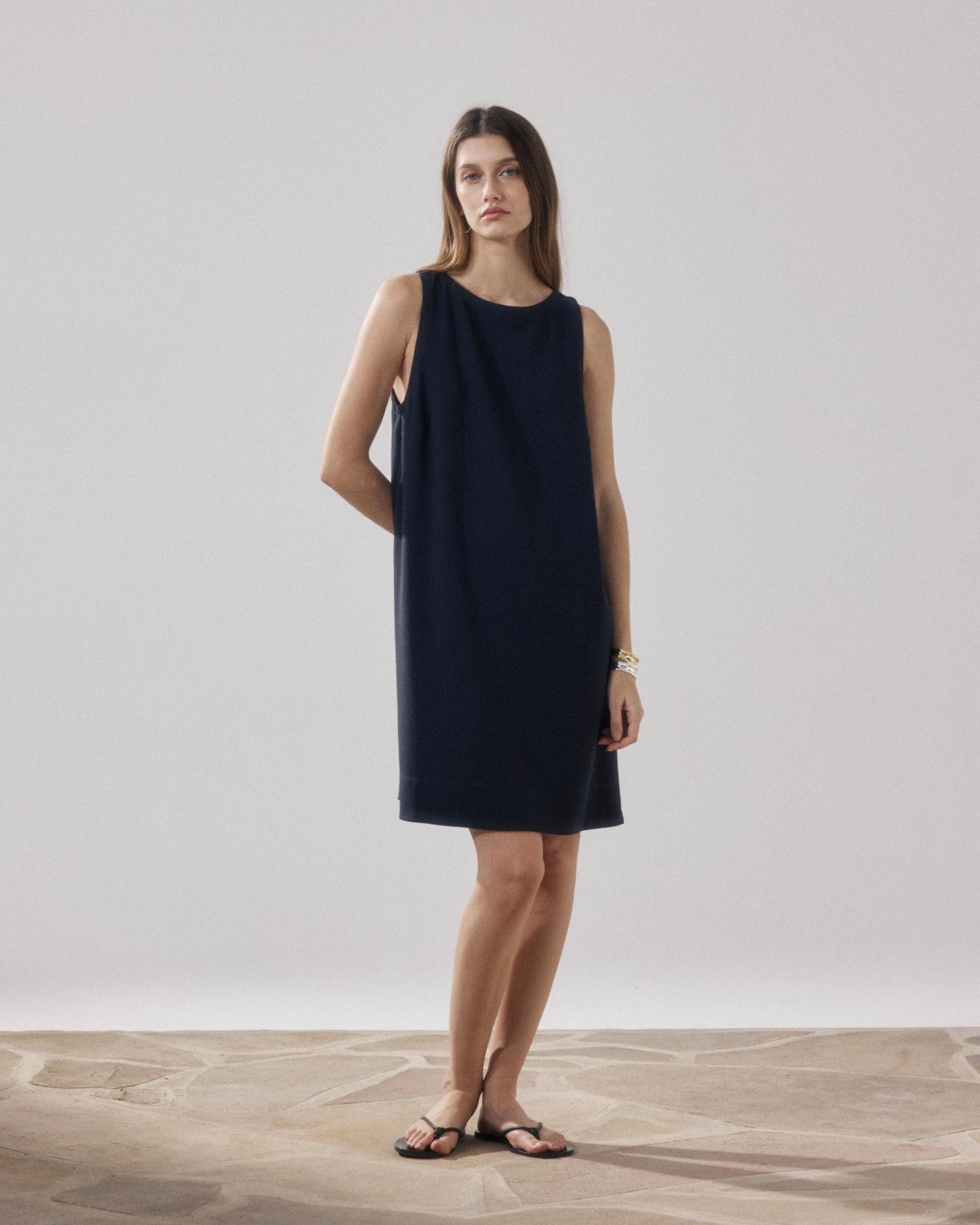 Robe Femme en Crepe Bleu Nuit Ruelle