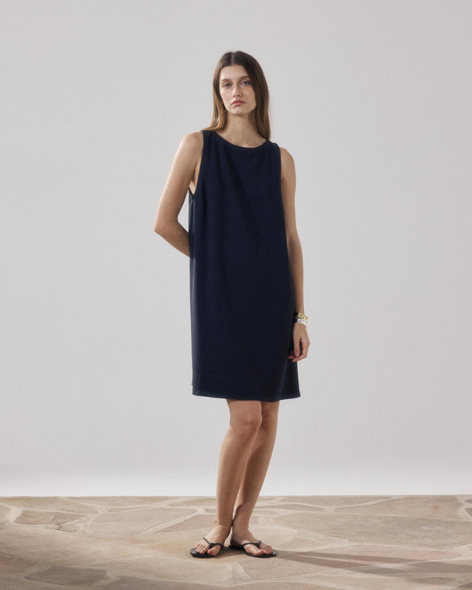Robe Femme en Crepe Bleu Nuit Ruelle - Image principale