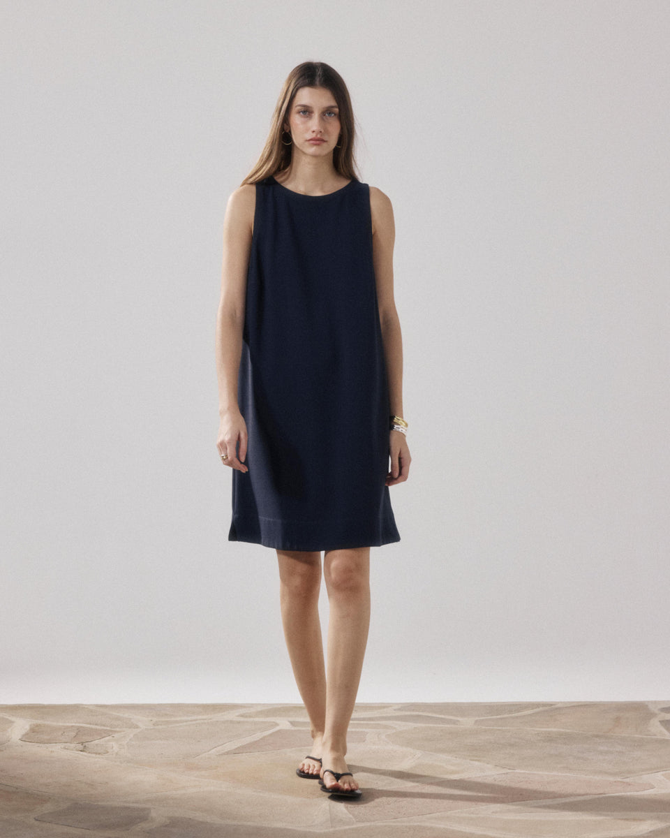 Robe Femme en Crepe Bleu Nuit Ruelle - Image alternative