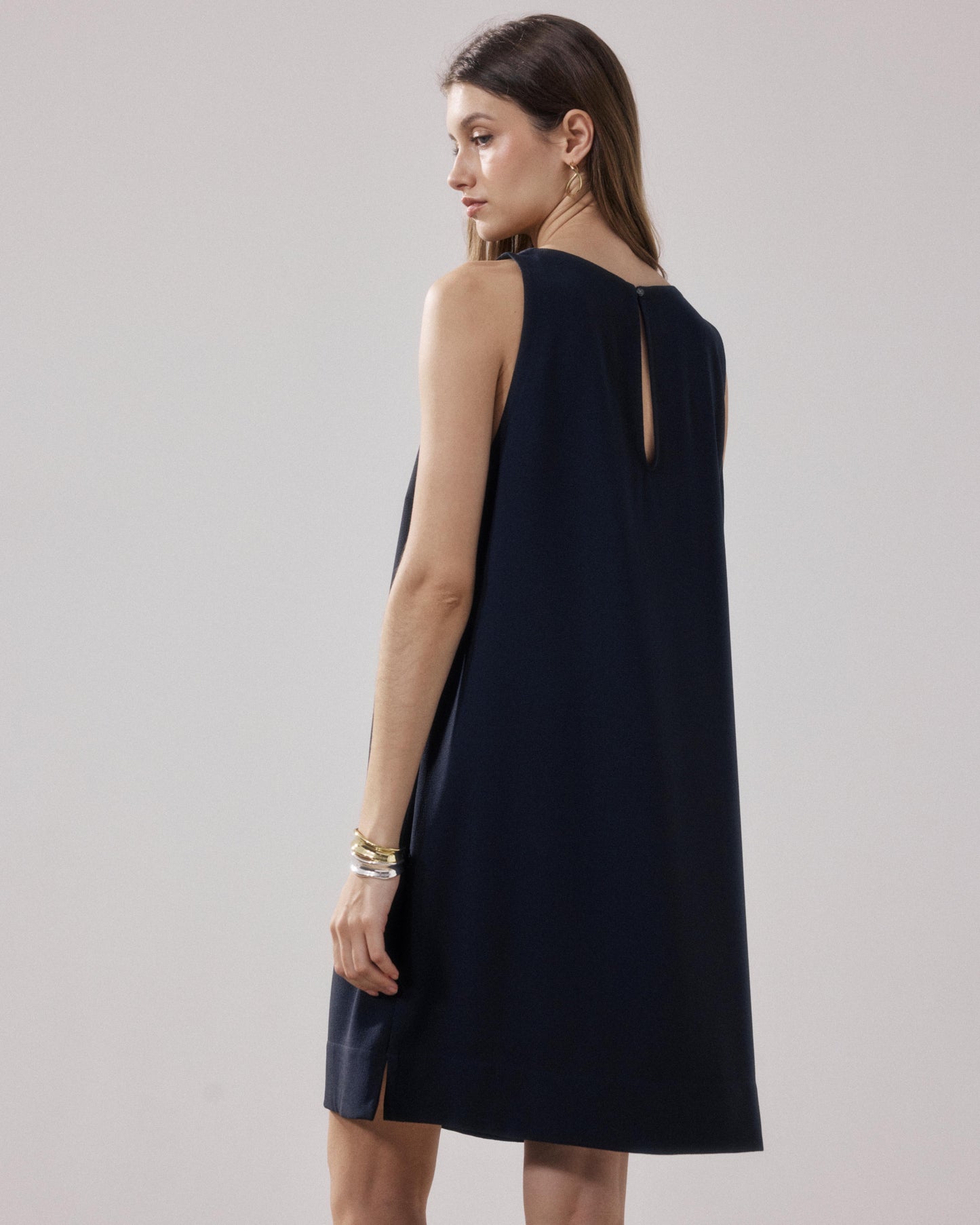 Robe Femme en Crepe Bleu Nuit Ruelle