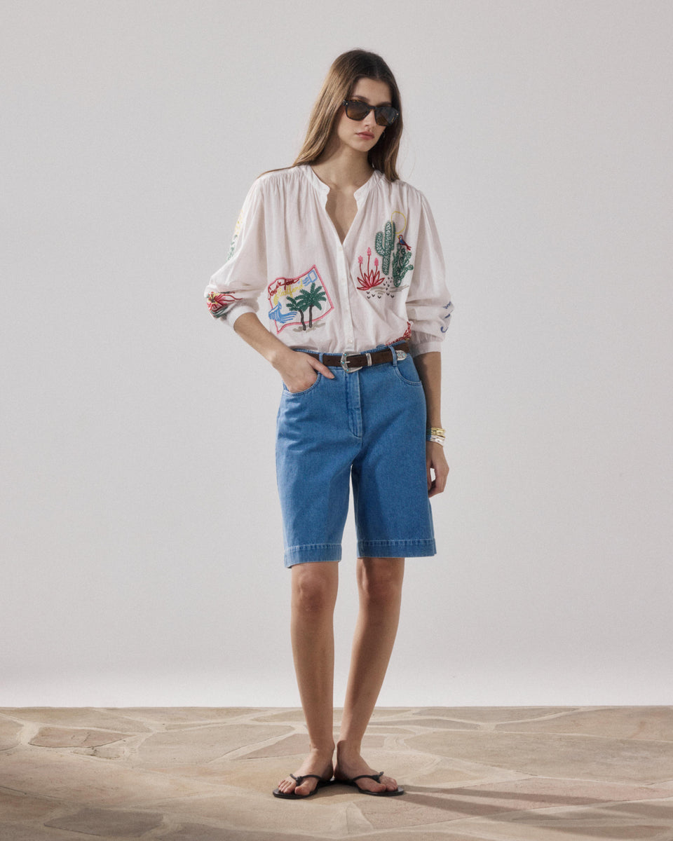Short Femme en Coton Bleu Clair Sacha - Image principale