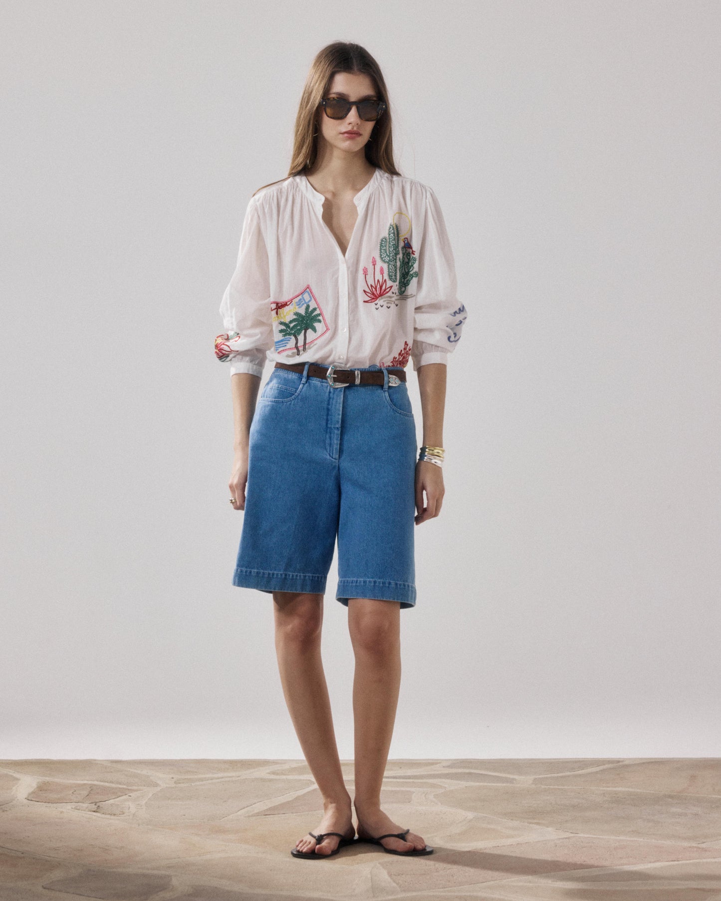 Short Femme en Coton Bleu Clair Sacha