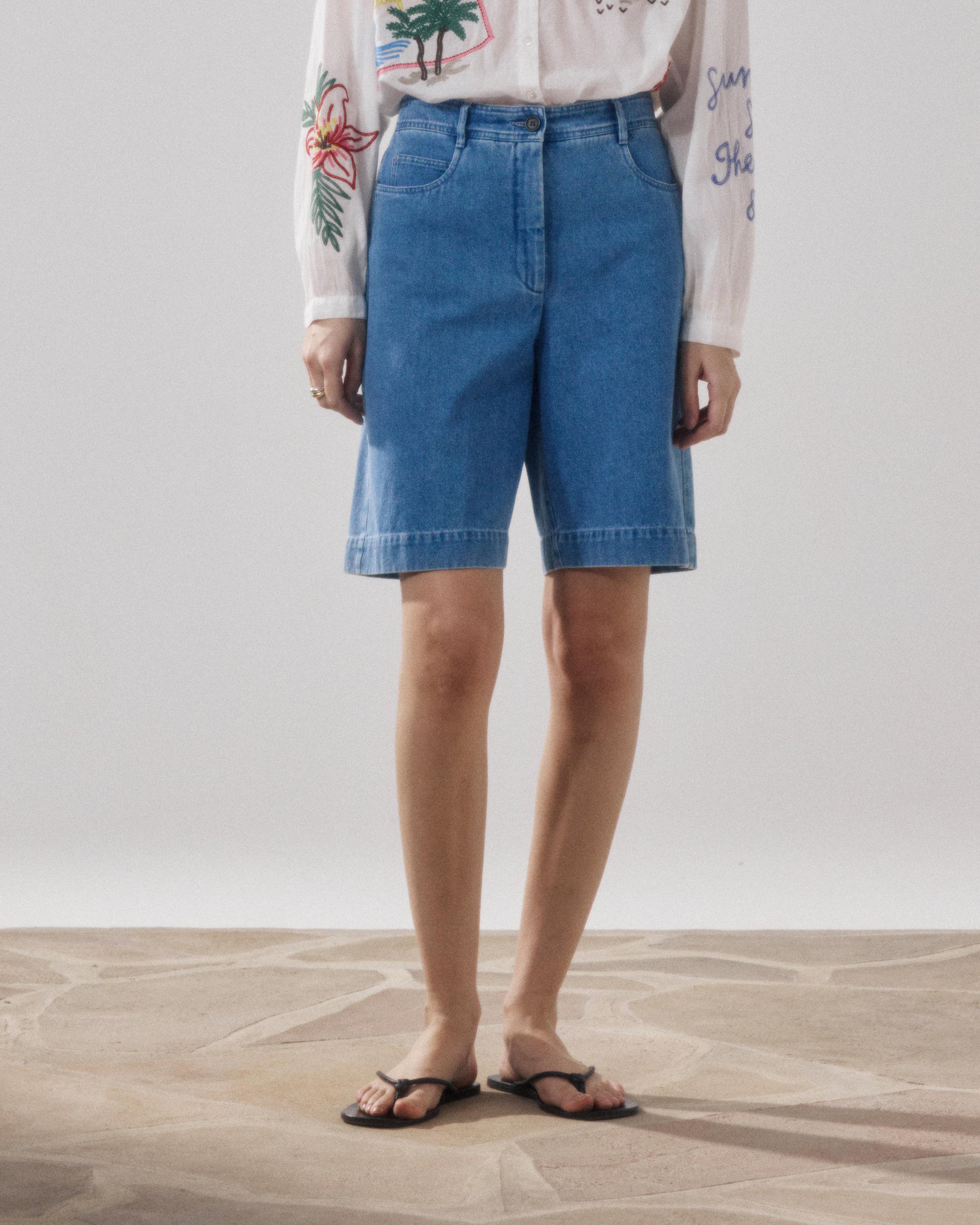 Short Femme en Coton Bleu Clair Sacha