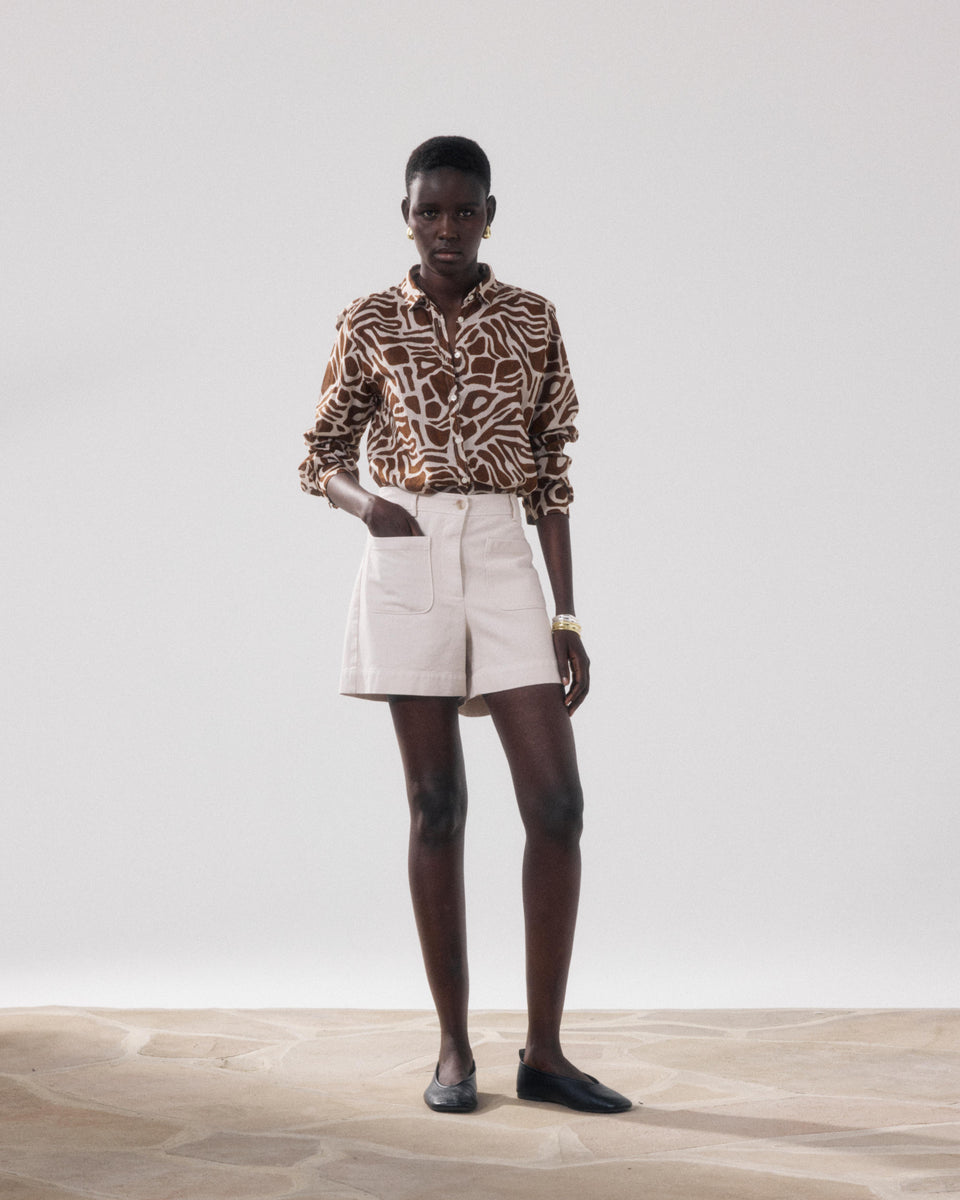Short Femme en Lyocell & Coton Beige Solene - Image principale