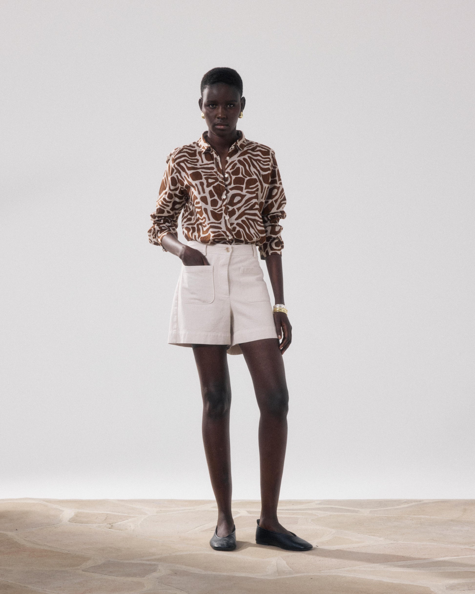 Short Femme en Lyocell & Coton Beige Solene