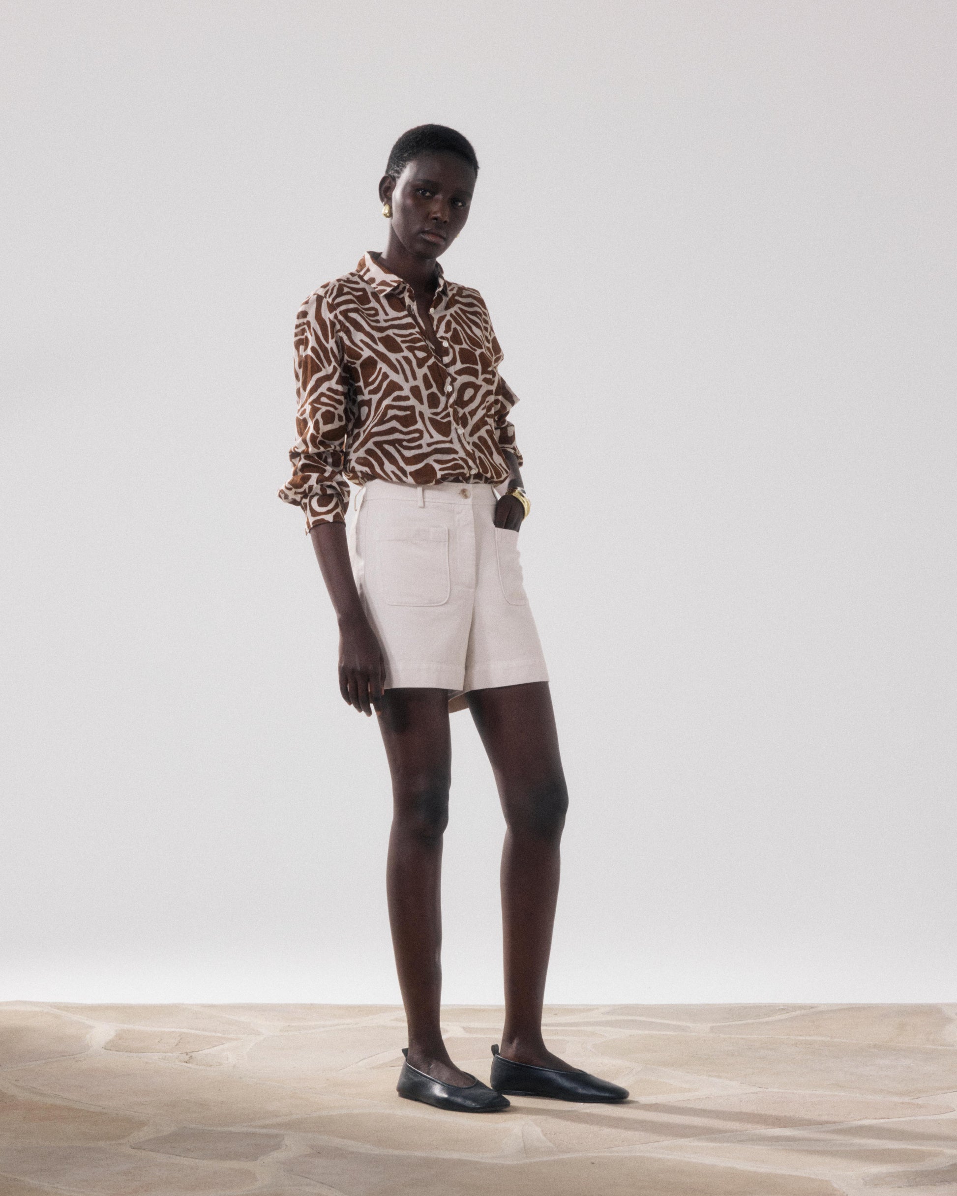 Short Femme en Lyocell & Coton Beige Solene