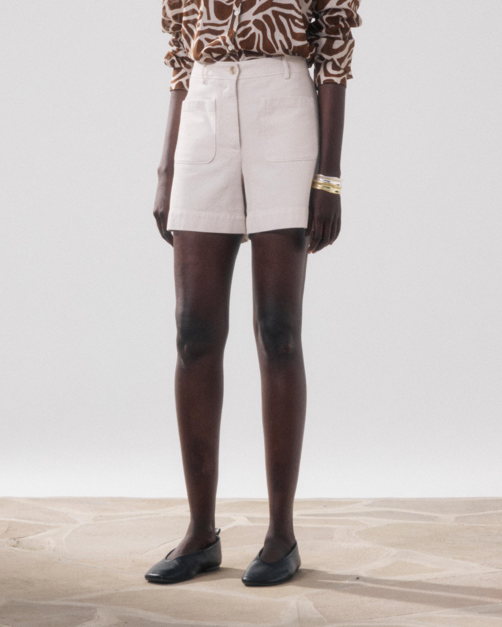 Short Femme en Lyocell & Coton Beige Solene
