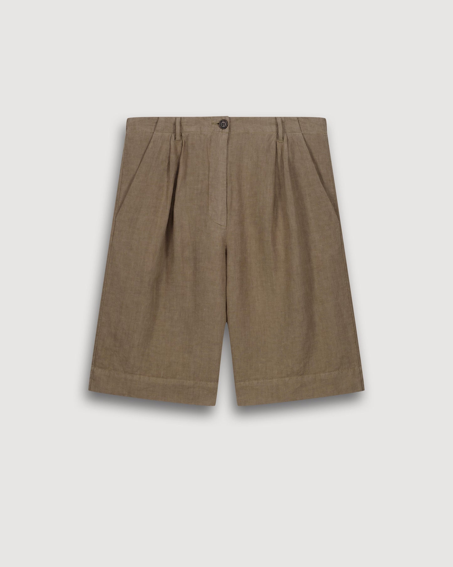Pantaloncini brevi da donna in lino color cachi Sterling