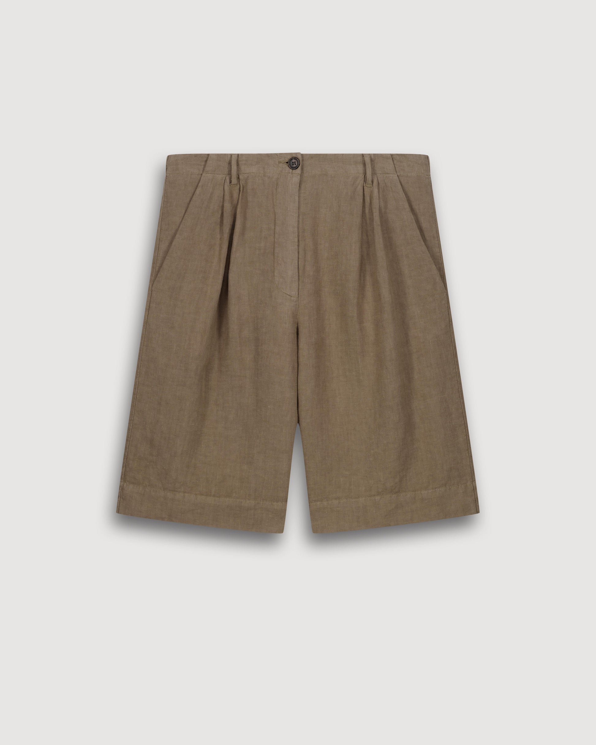Pantaloncini brevi da donna in lino color cachi Sterling
