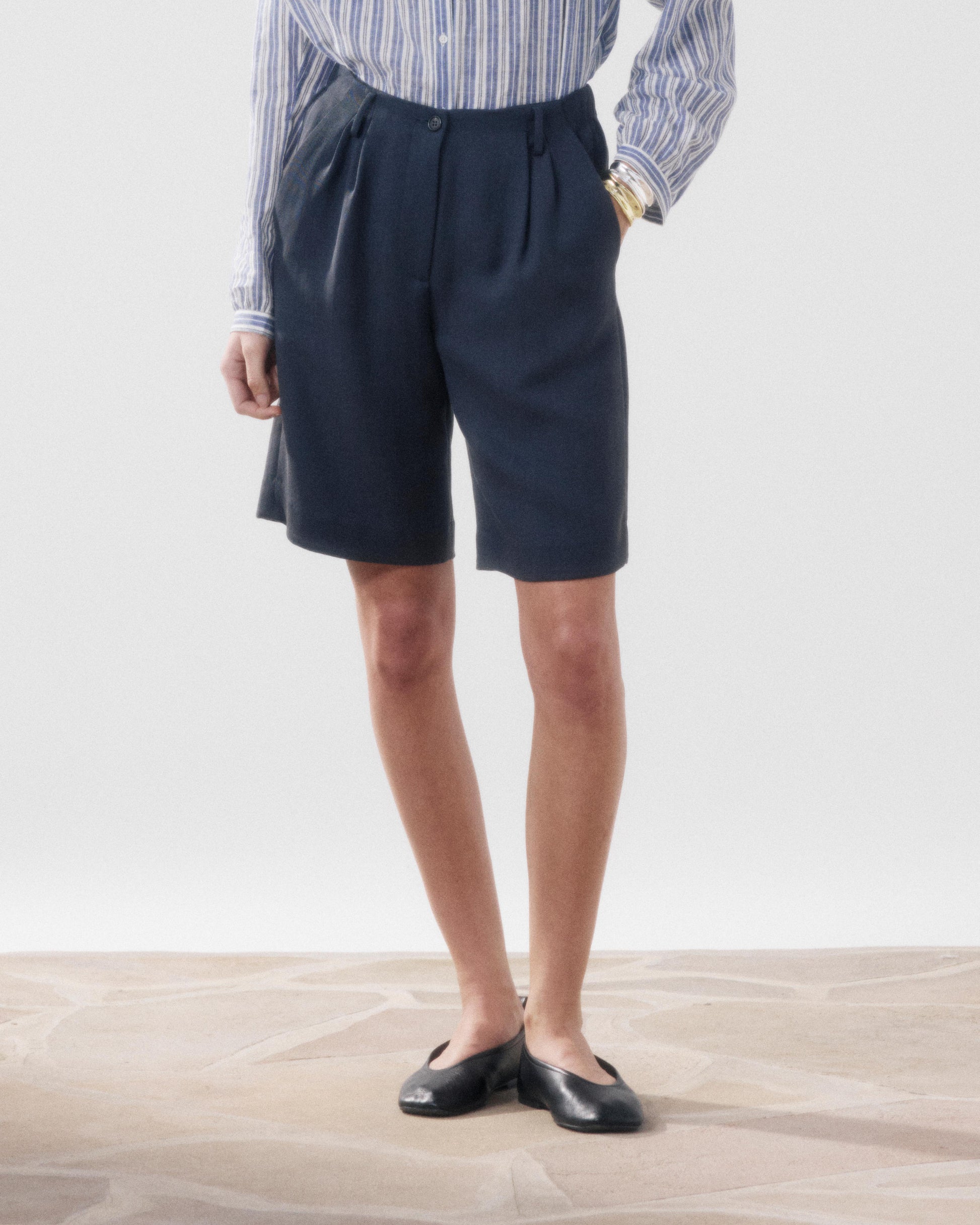 Short Femme en Lyocell Bleu Marine Sterling