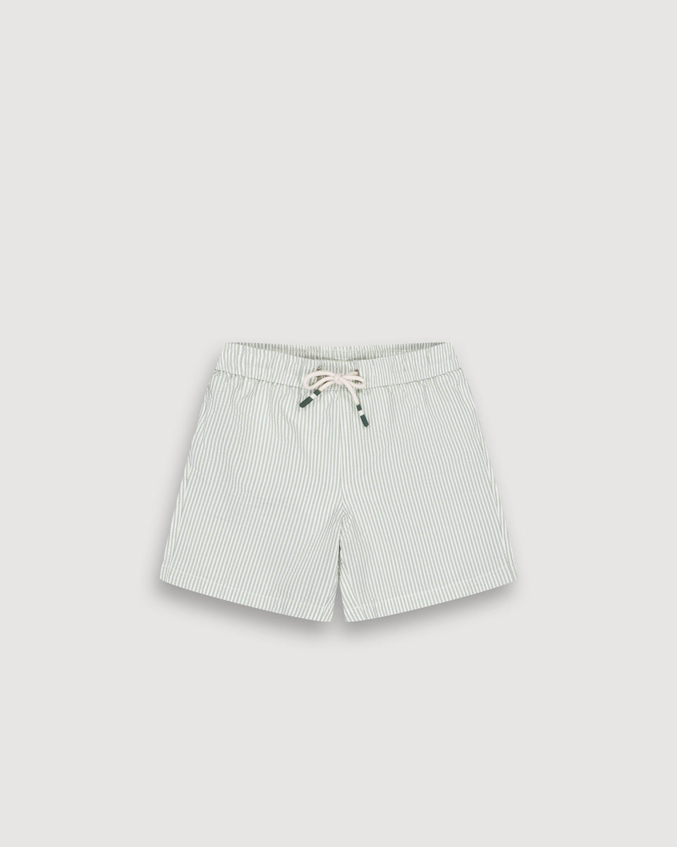 Maillot Garçon en Seersucker Vert Clair Achille - Image principale