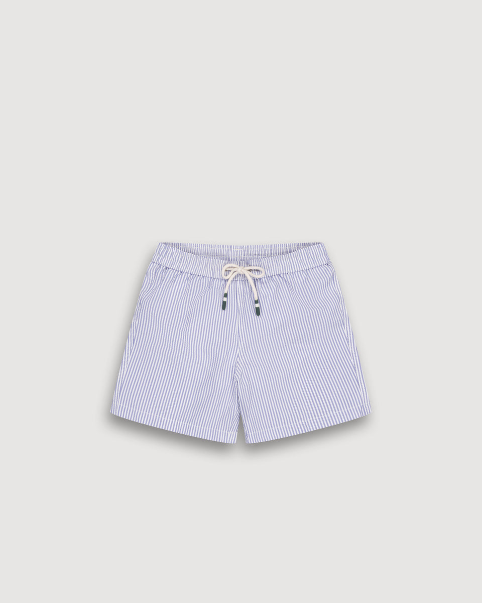 Maillot Garçon en Seersucker Bleu Indigo Achille - Image principale