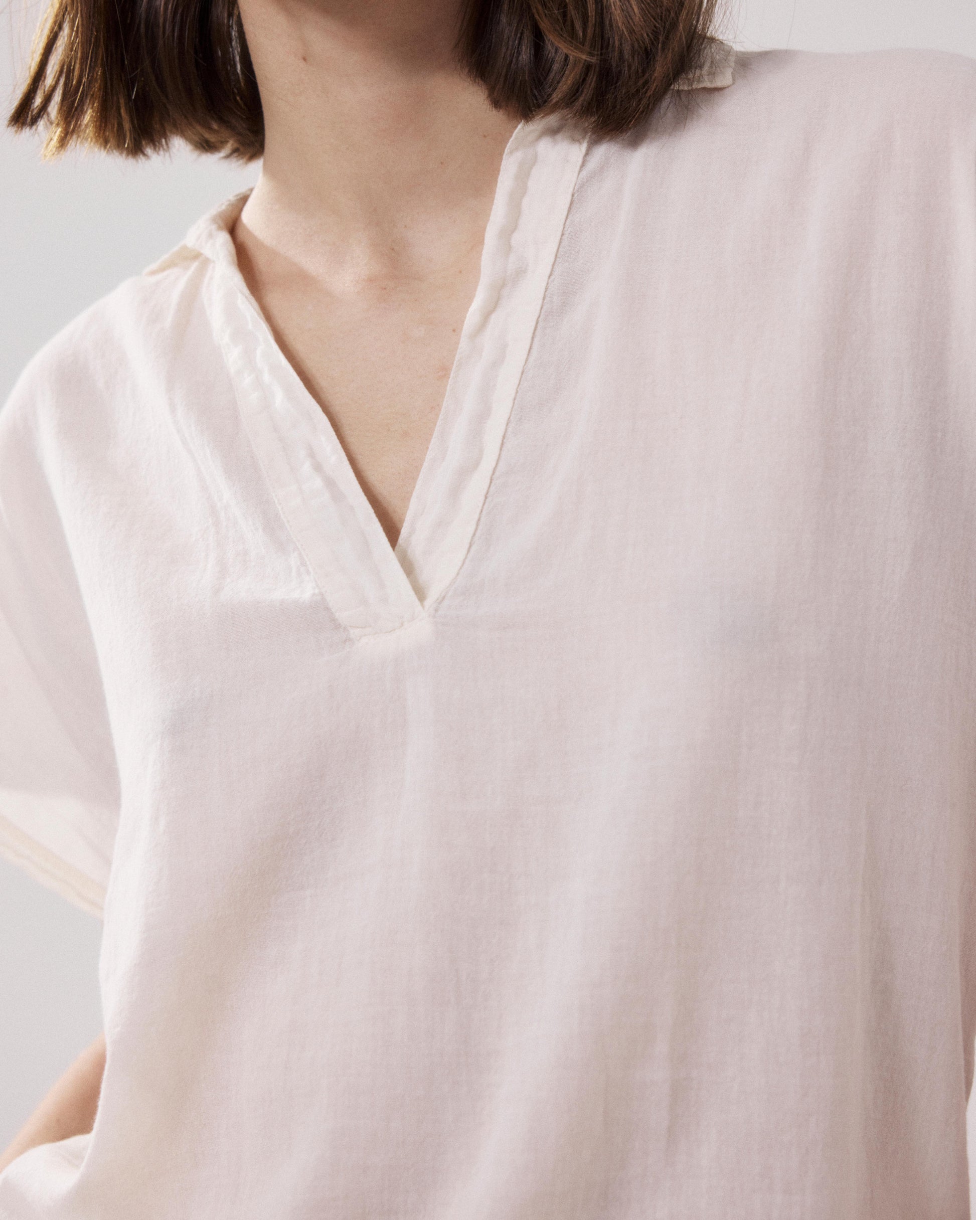 T-Shirt Femme en Coton Bi-Matière Ecru Tuggen