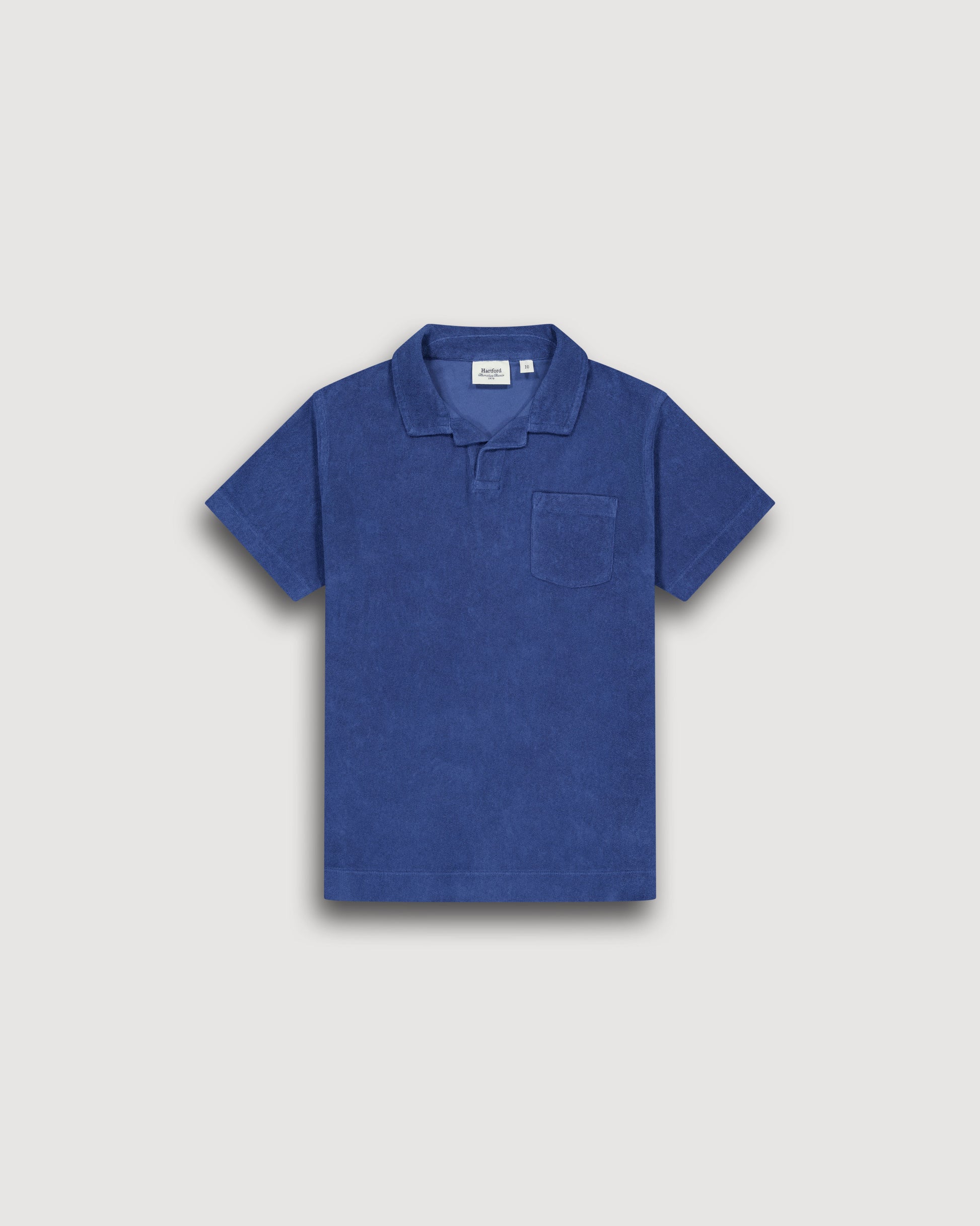 Polo Garçon en Eponge Bleu Denim Bouclette BFTAJ306-05