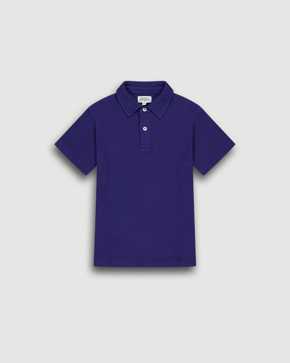 Polo Garçon en Coton Gaufré Bleu Indigo Waffle Polo Kid - Image principale