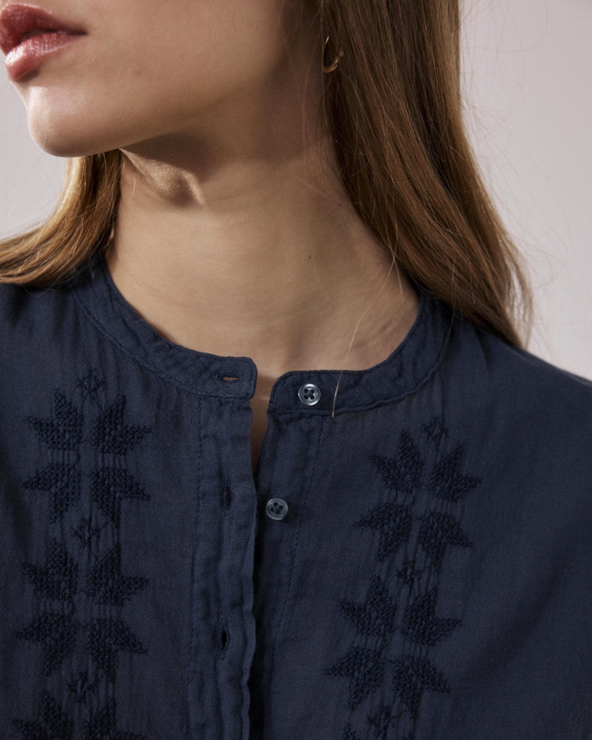 Chemise Femme en Coton Bi-Matière Charbon Teza