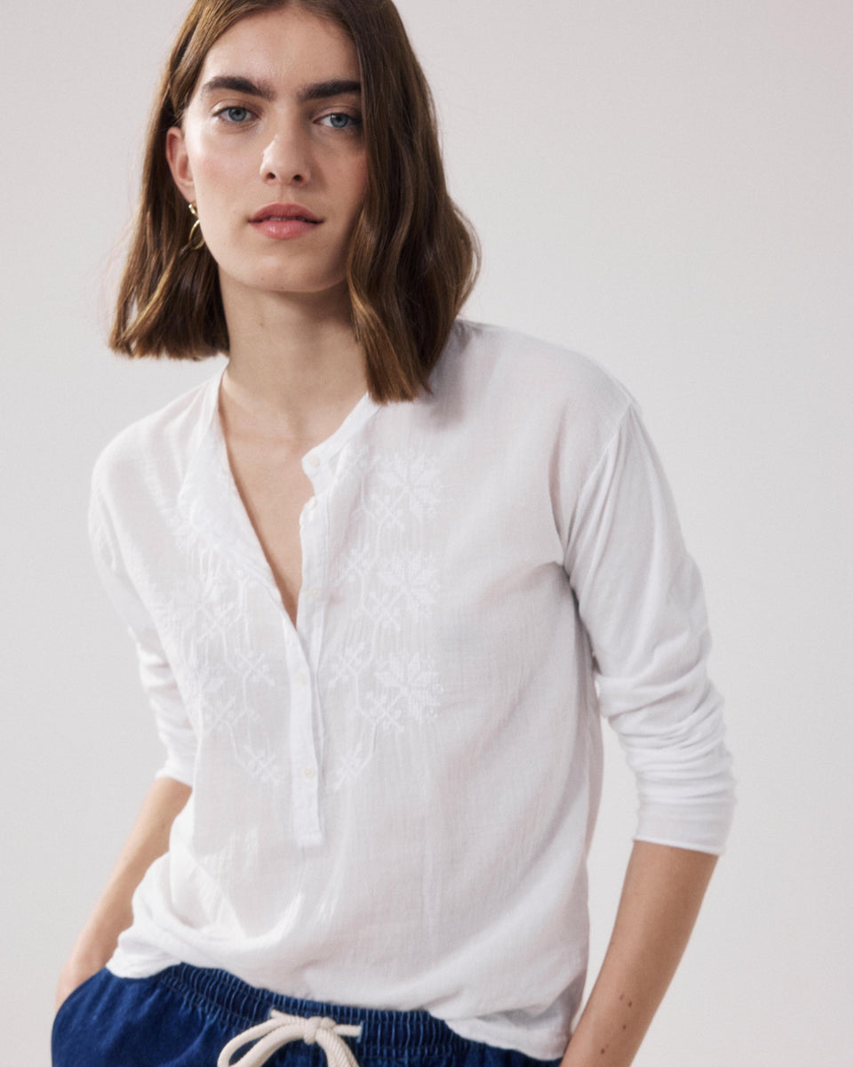 T-shirt Femme en Coton Bi-Matière Blanc Tuanne - Image alternative