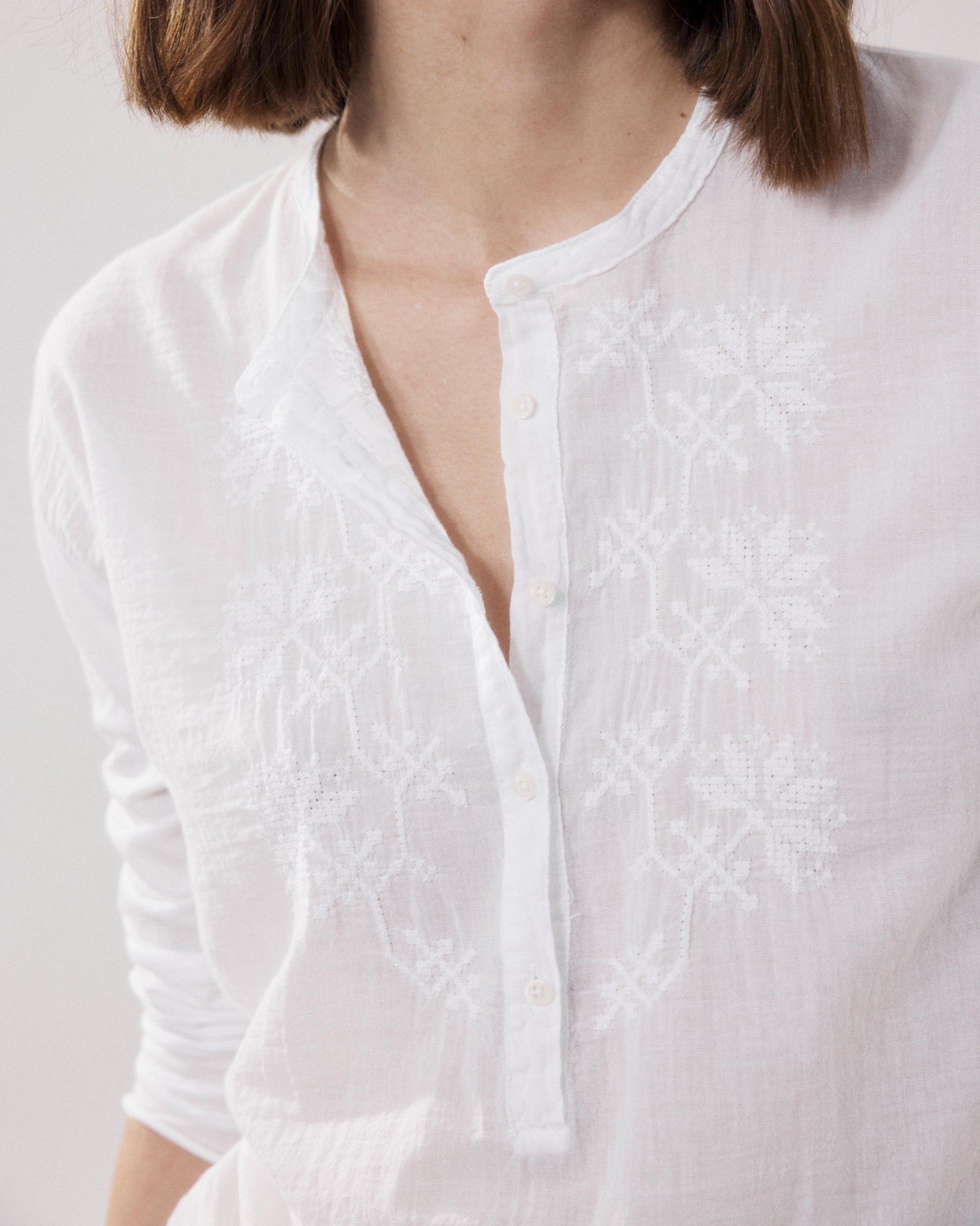 Camiseta de mujer de Algodón Bimaterial blanco Tuanne