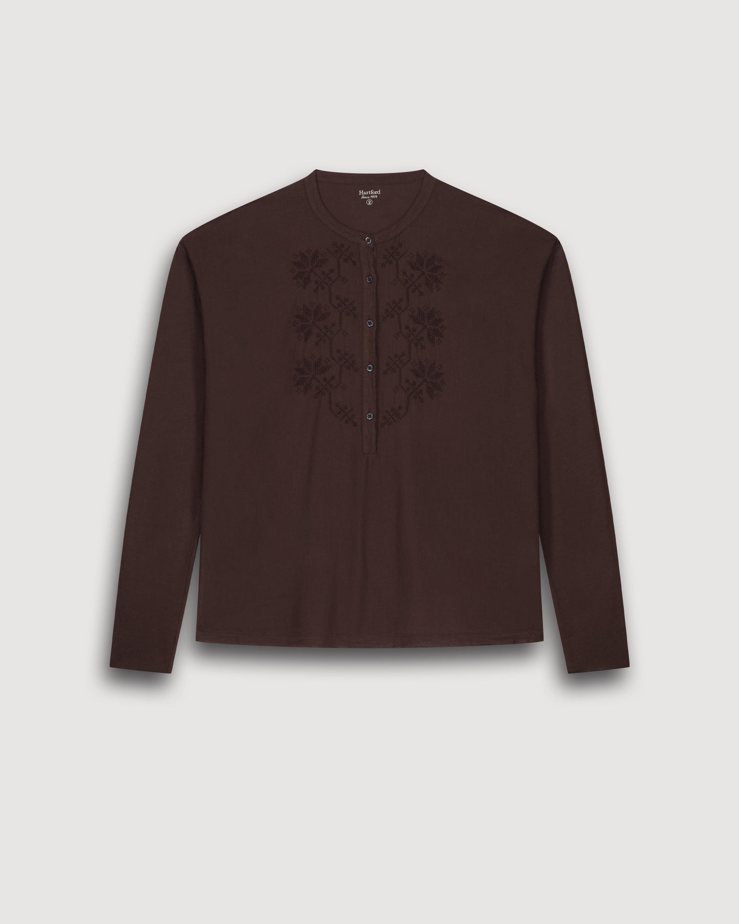T-Shirt Femme en Coton Bi-Matière Marron Tuanne