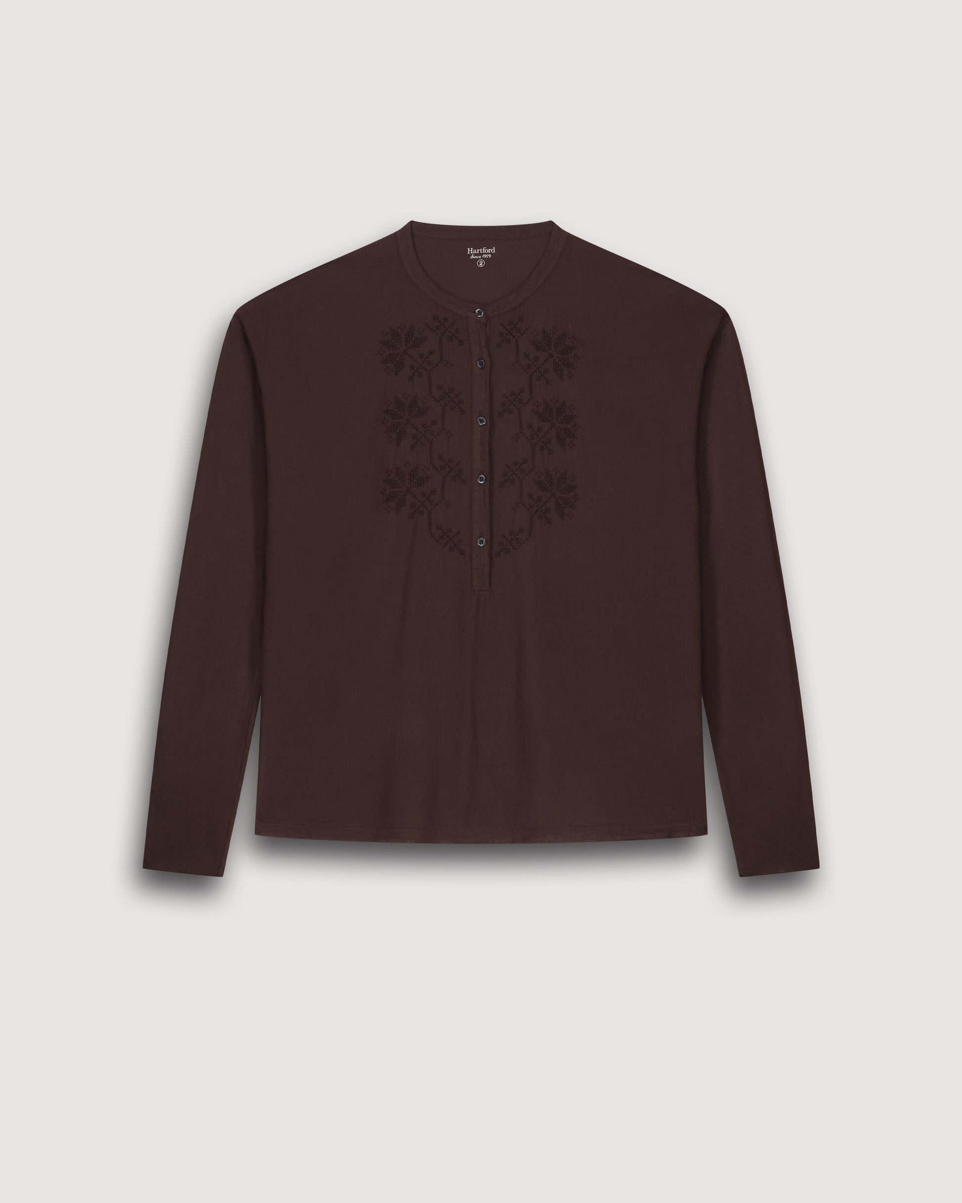 T-Shirt Femme en Coton Bi-Matière Marron Tuanne