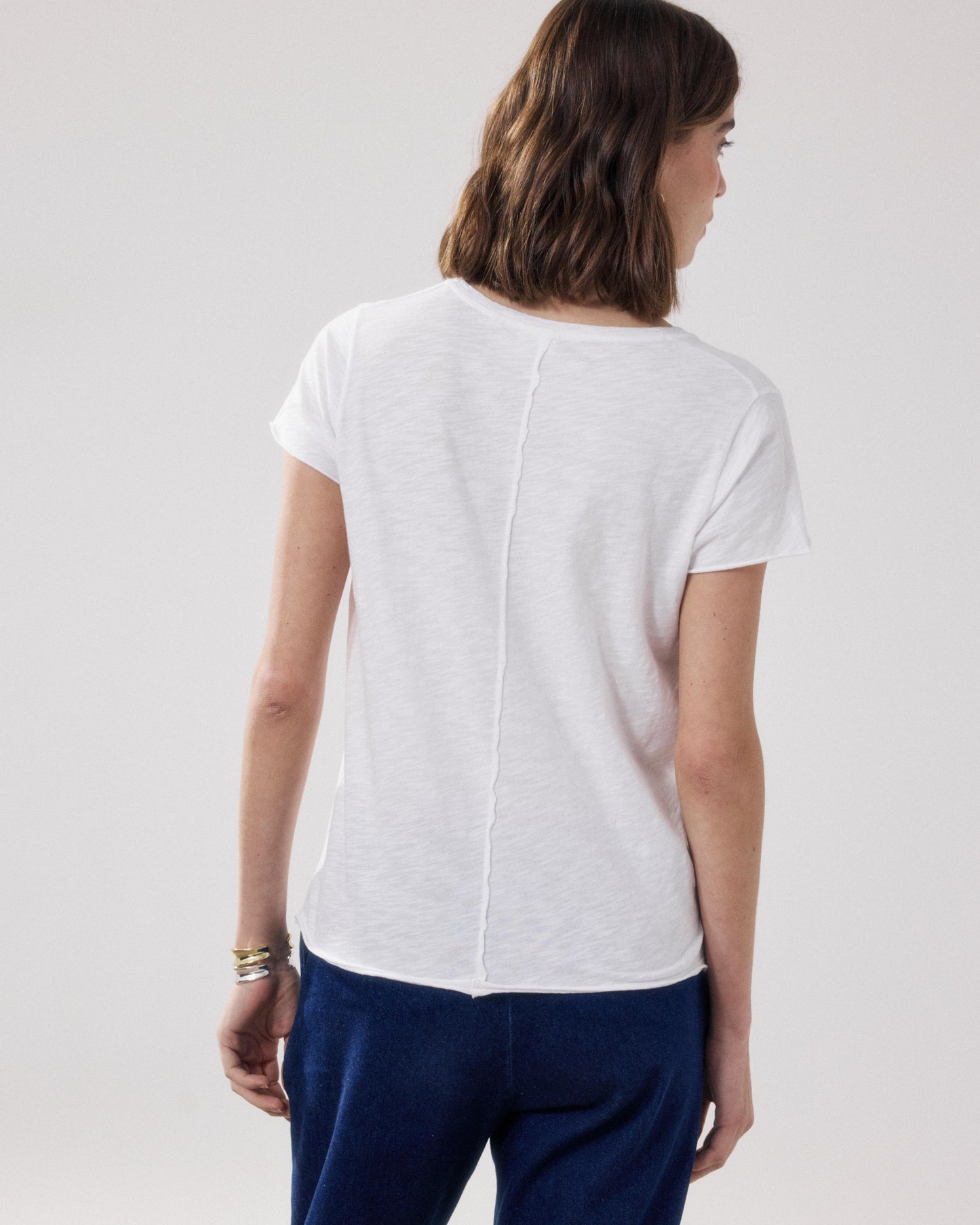 Women's White Flamed Cotton T-shirt Tovony