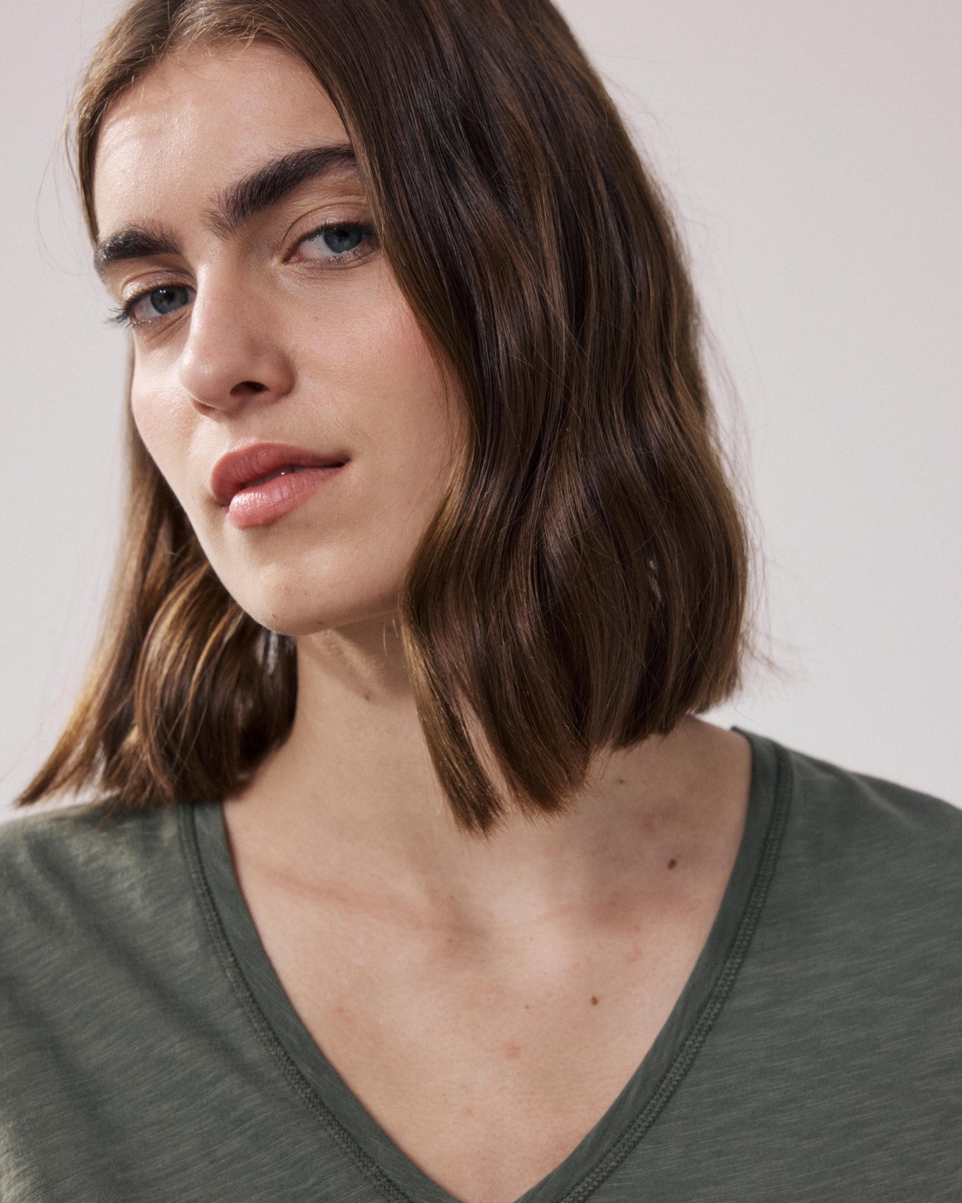T-Shirt Femme en Coton Slub Vert Tovony