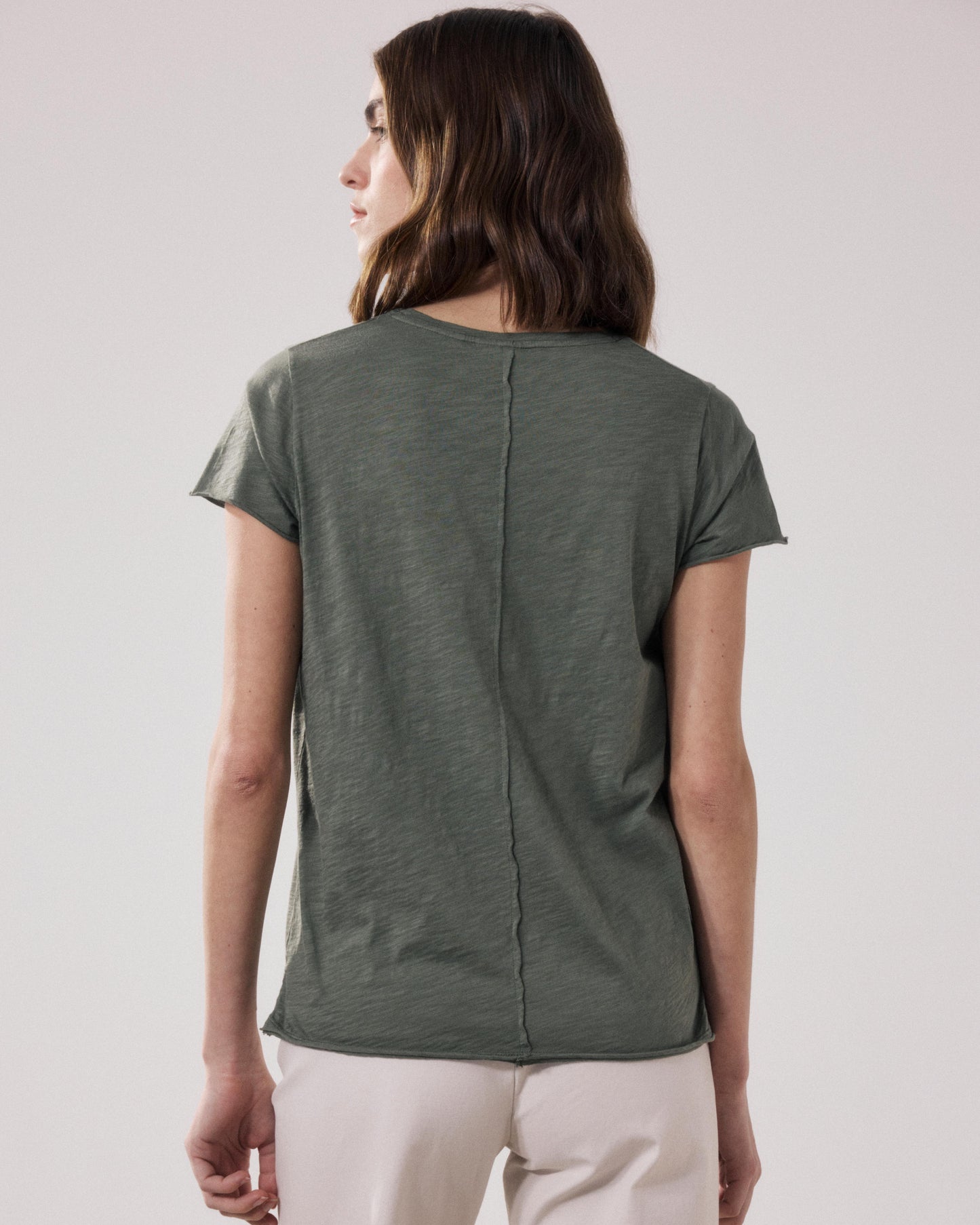 T-Shirt Femme en Coton Slub Vert Tovony
