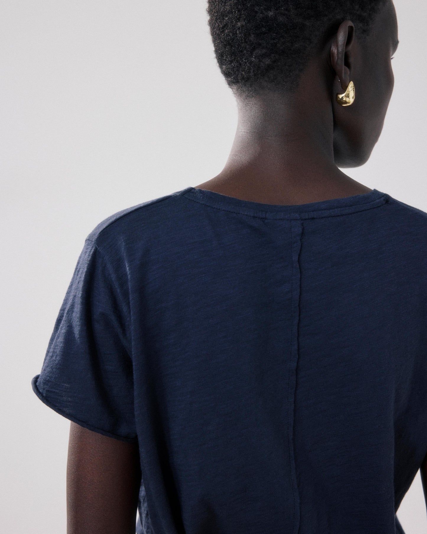T-Shirt Femme en Coton Slub Bleu Nuit Tovony